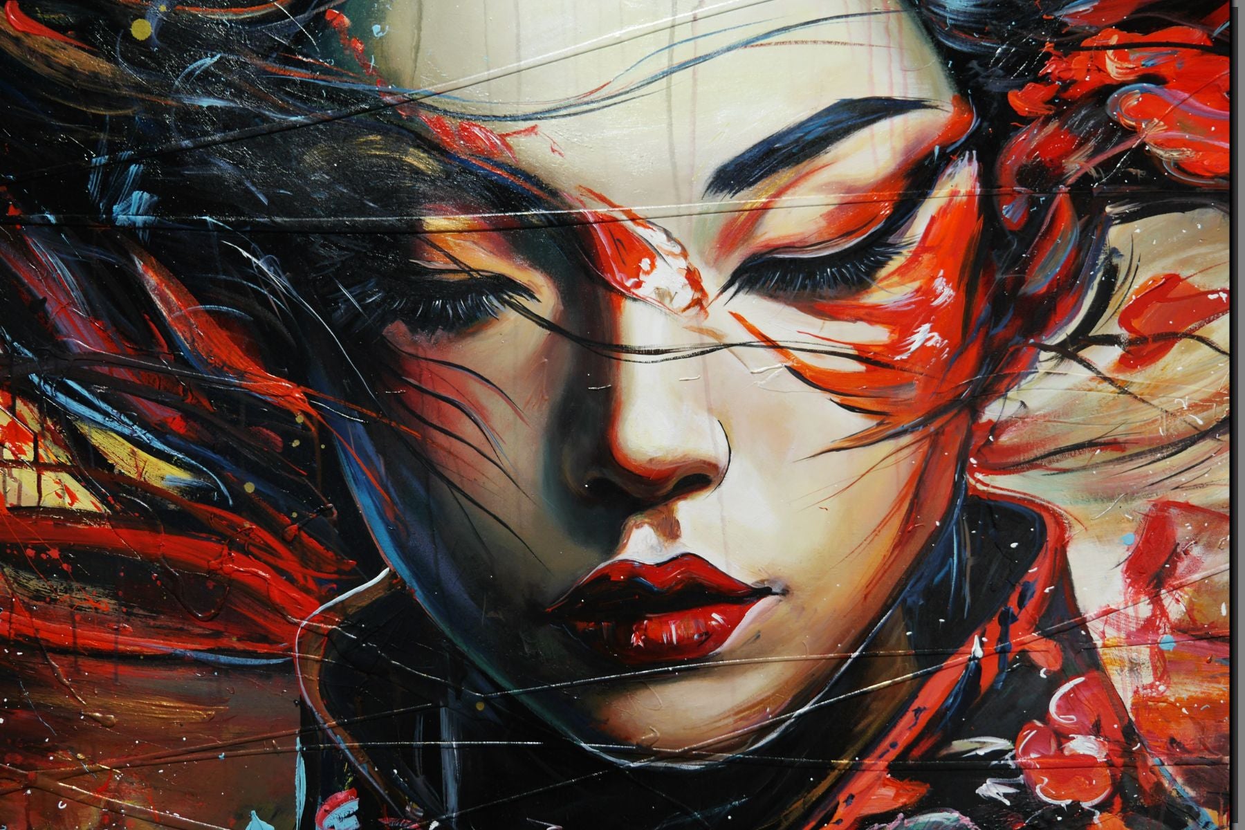 Hotaru 200cm x 100cm Brave and Beautiful Abstract Realism Textured Painting Floater Frame Inc. (SOLD)
