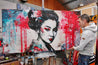 Akari 190cm x 100cm Brave and Beautiful Abstract Framed Textured Painting (SOLD)-people-[Franko Artist]-[Gold Coast]-[Brisbane]-[Huge]-Franklin Art Studio