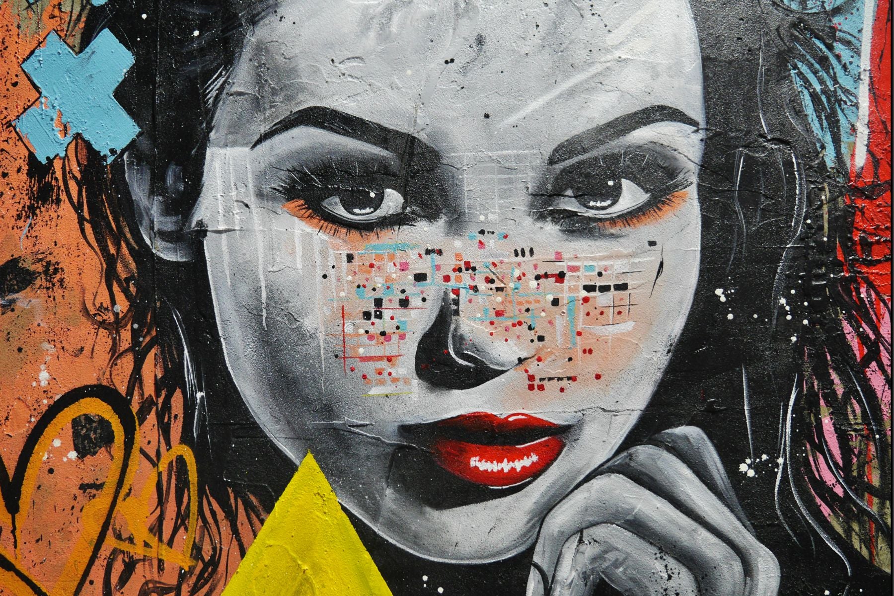 Tags 120cm x 150cm Sexy Concrete Textured Street Art Painting