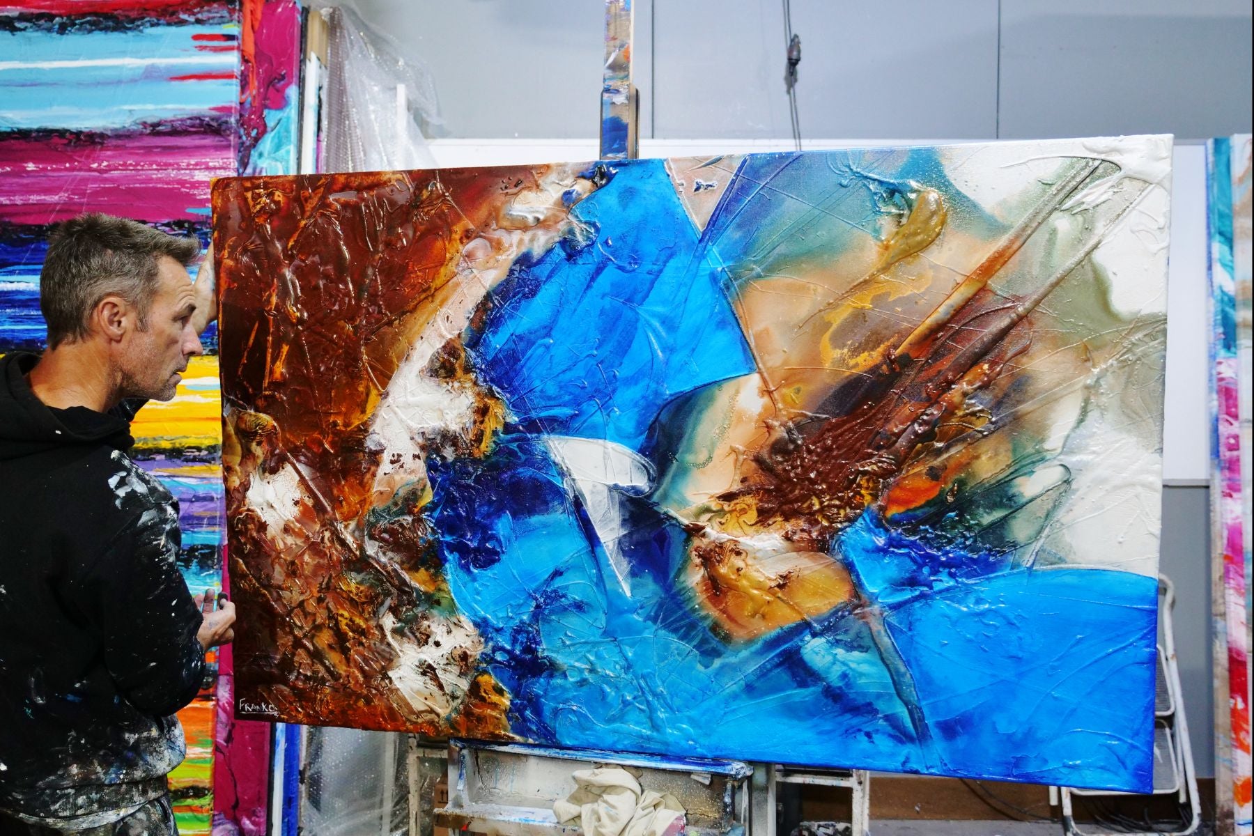 Ultra 160cm x 100cm Ultra Blue Rust Textured Abstract Painting (SOLD)