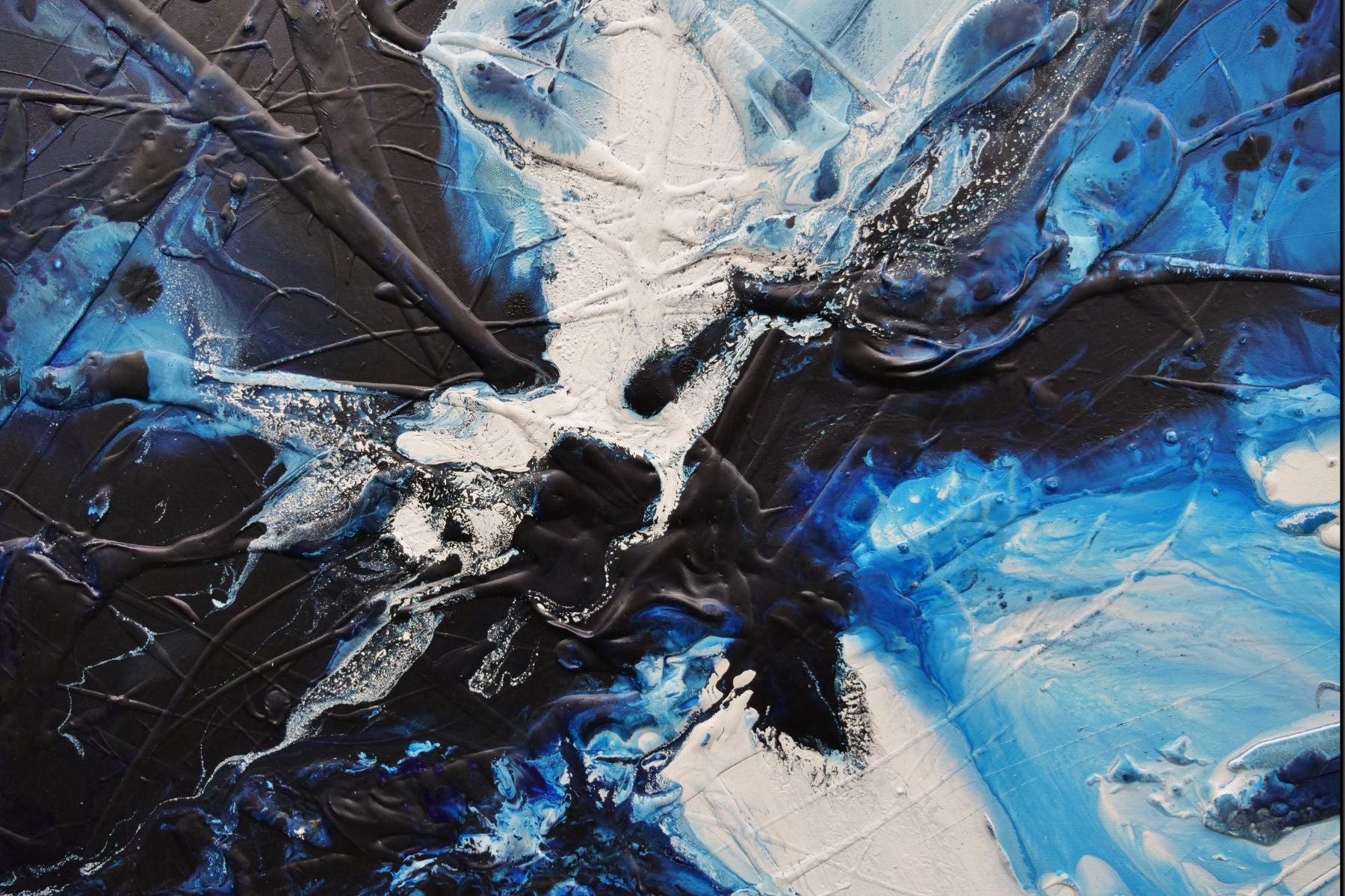 Blue Static 190cm x 100cm Blues White Black Textured Abstract Painting