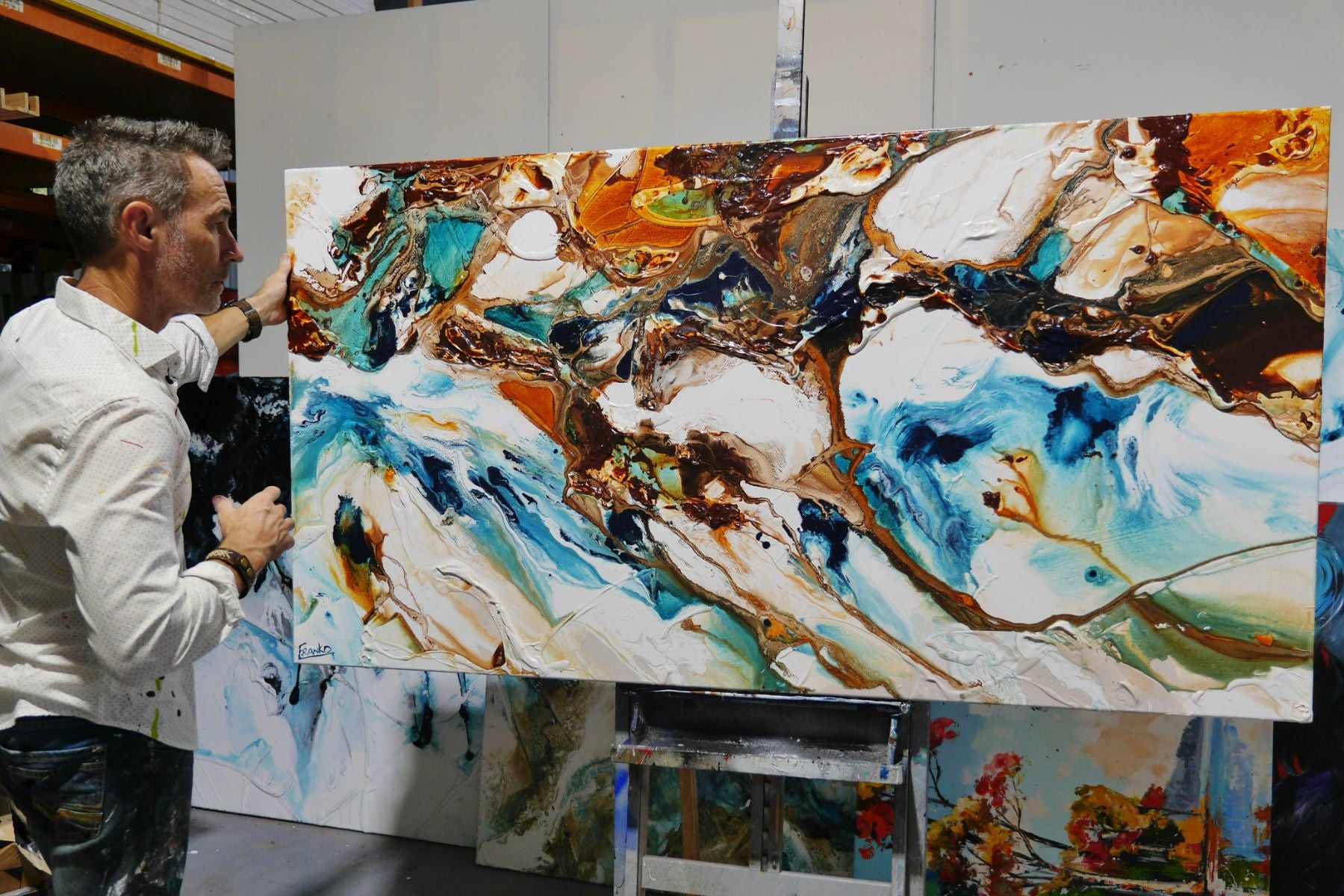 Aquatic Transition 190cm x 100cm Textured Abstract Painting