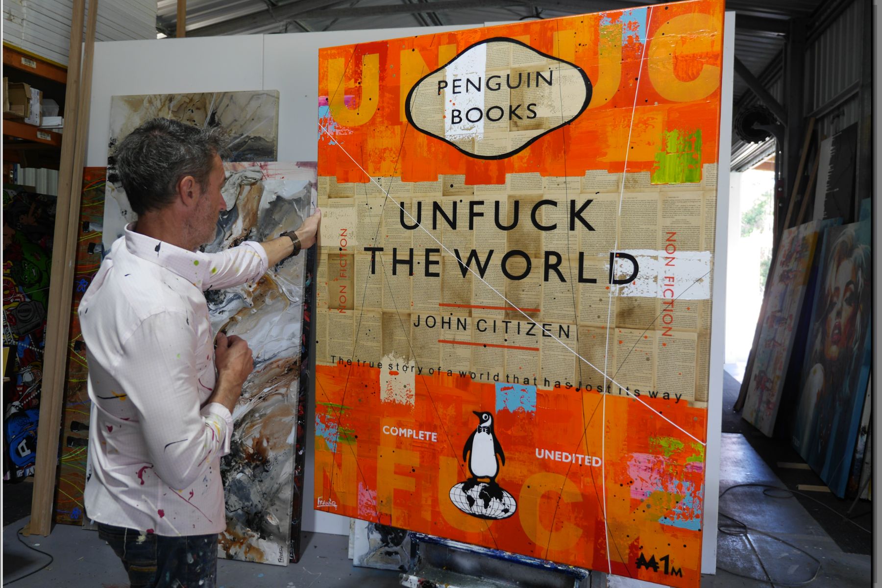 Worldwide 120cm x 150cm Urban Pop Book Club Painting (SOLD)