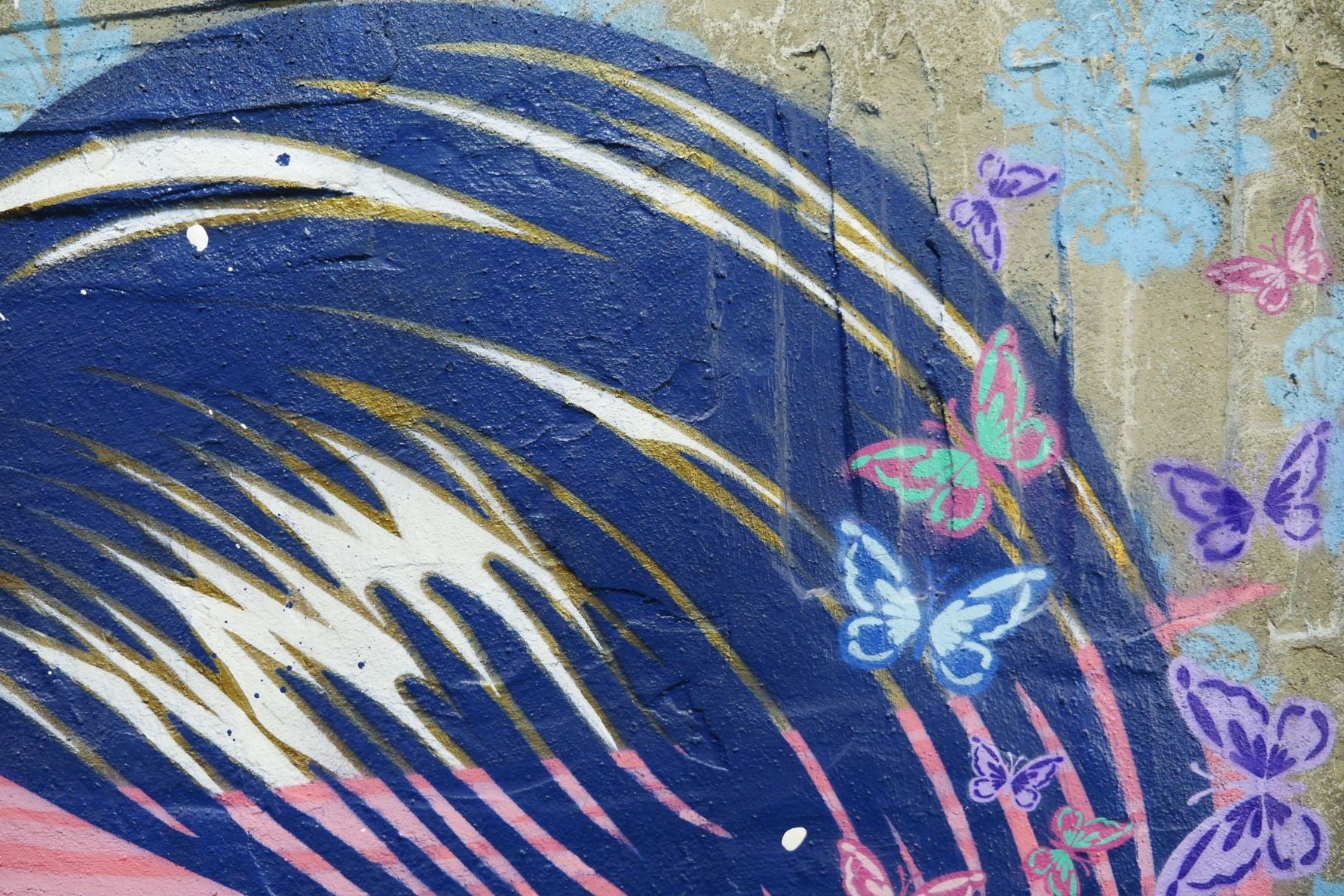Butterflies 100cm x 140cm Concrete Textured Urban Pop Art Painting (SOLD)