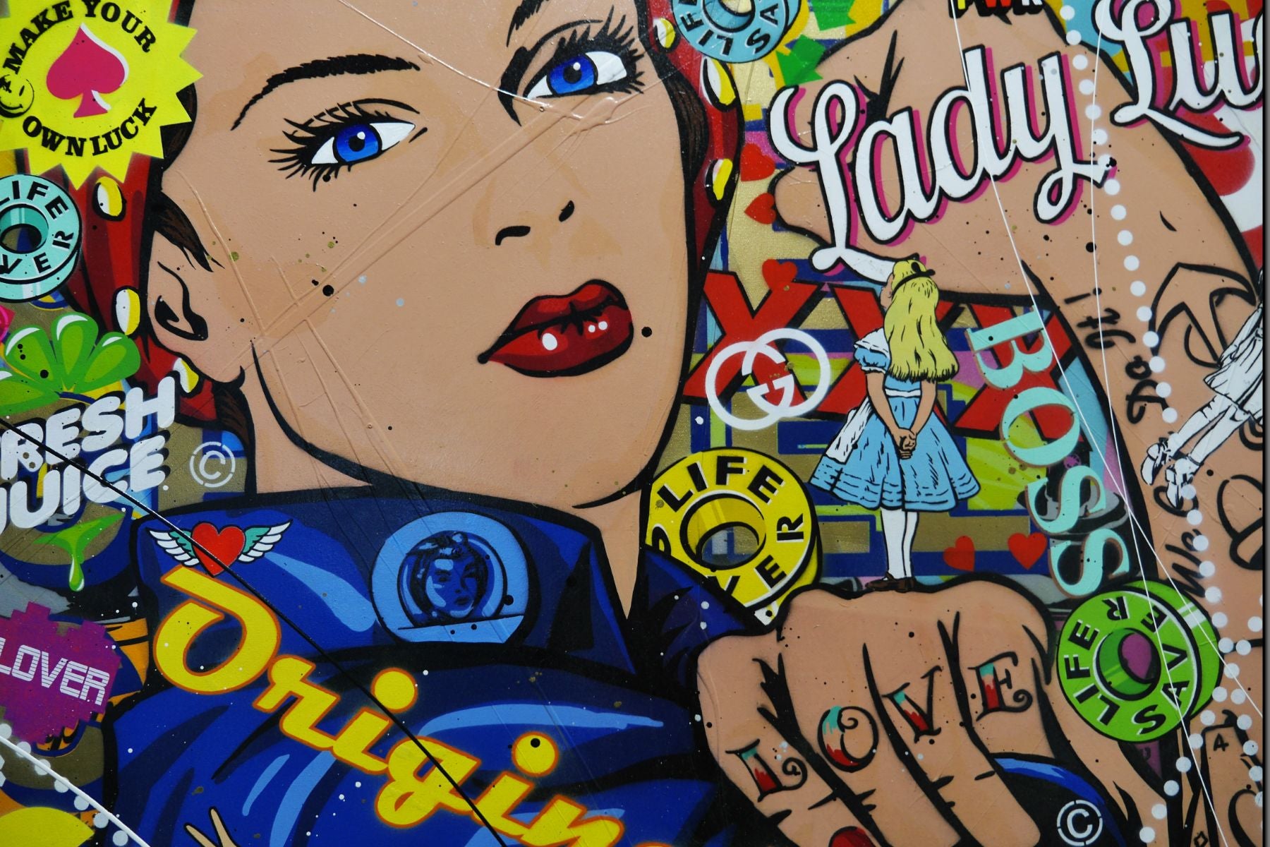 Rosie Power 190cm x 100cm Rosie the Riveter Textured Urban Pop Art Painting