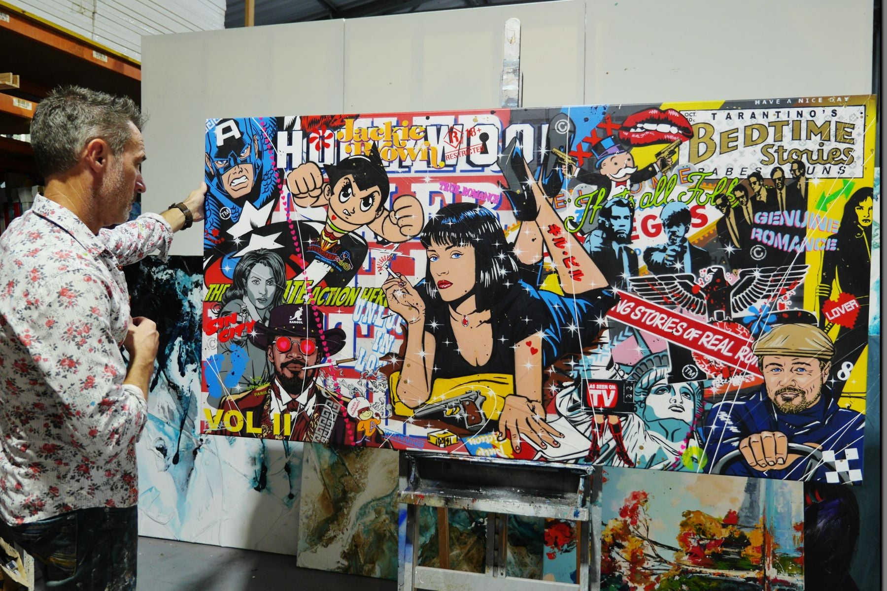Bedtime with Quentin 190cm x 100cm Textured Urban Pop Art Painting