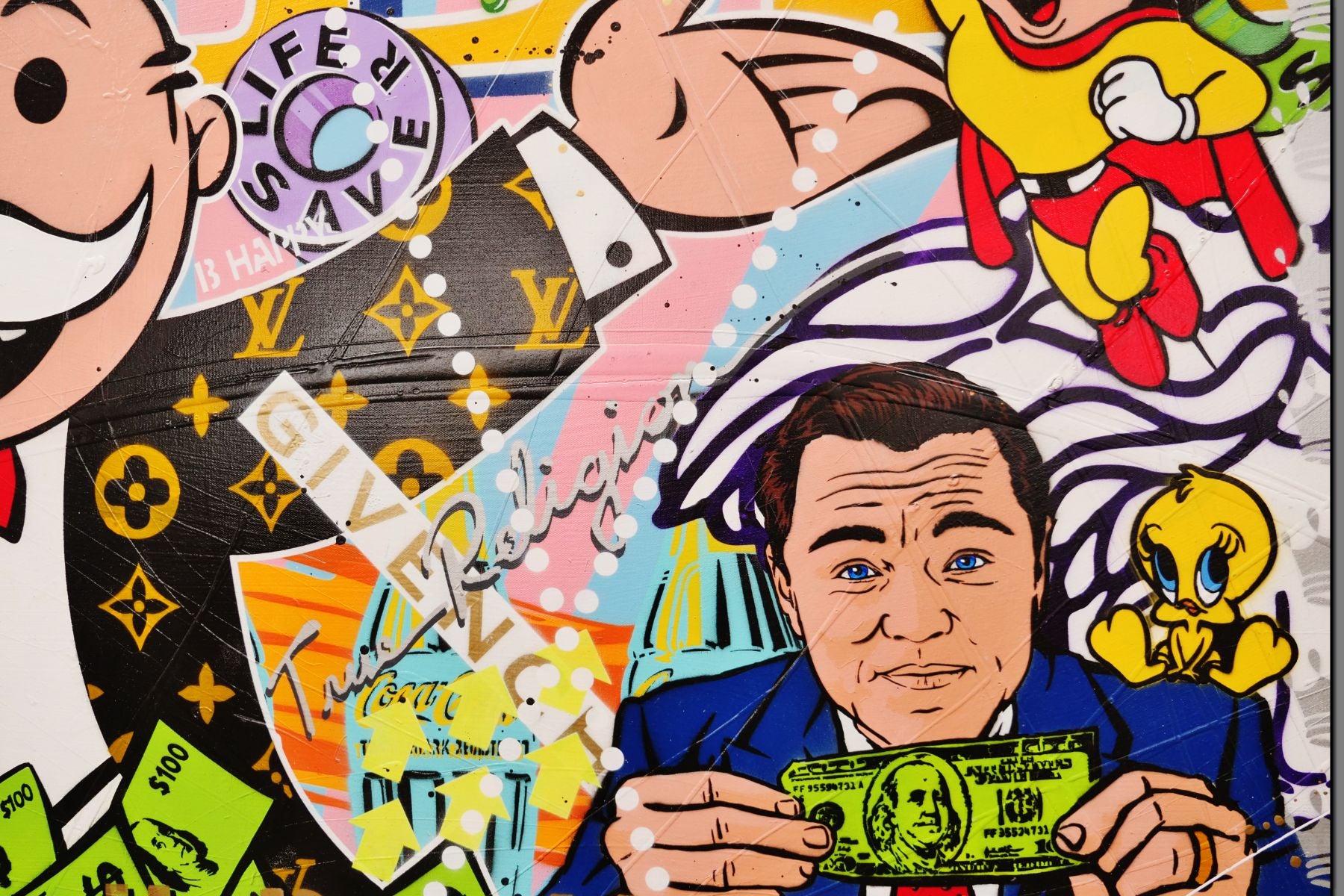 Jackpot Money 190cm x 100cm Monopoly Man Textured Urban Pop Art Painting (SOLD)
