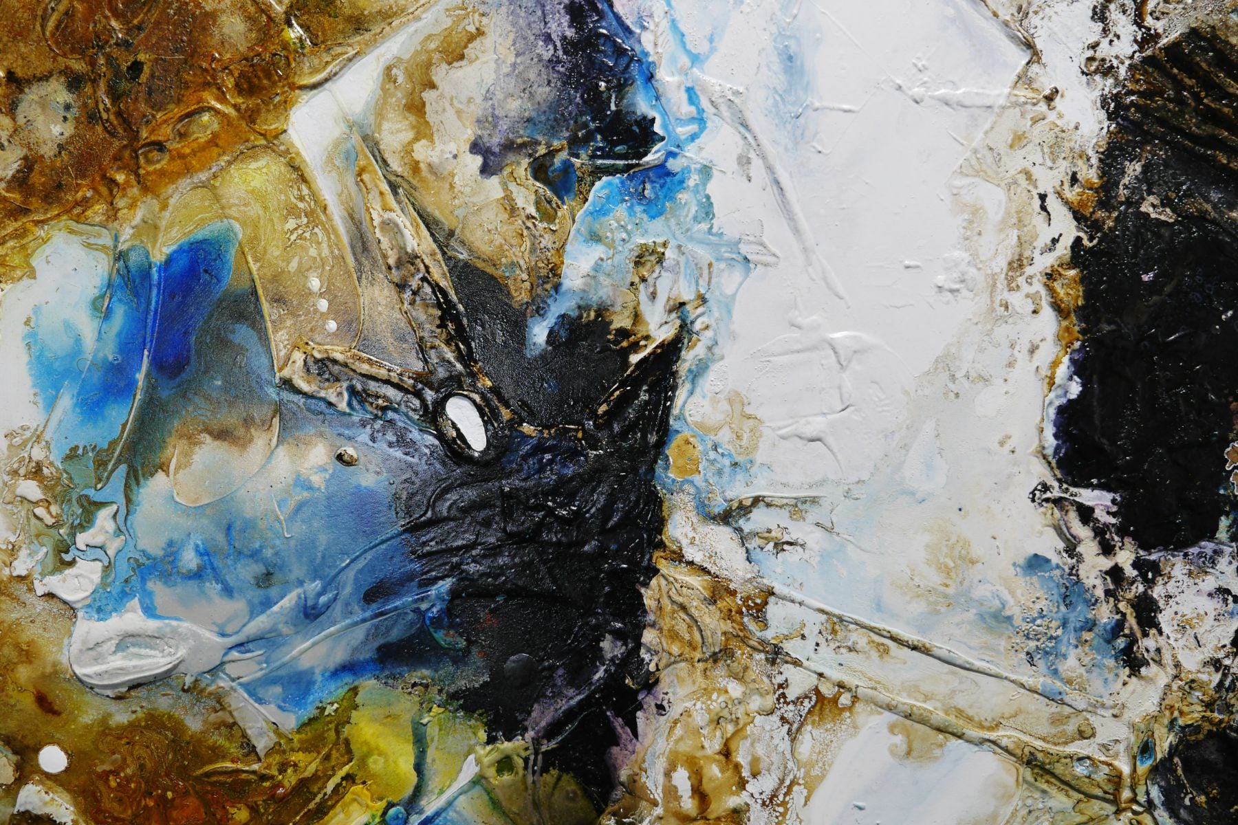 Witches Verge 270cm x 120cm White Rust Blue Ochre Textured Abstract Painting