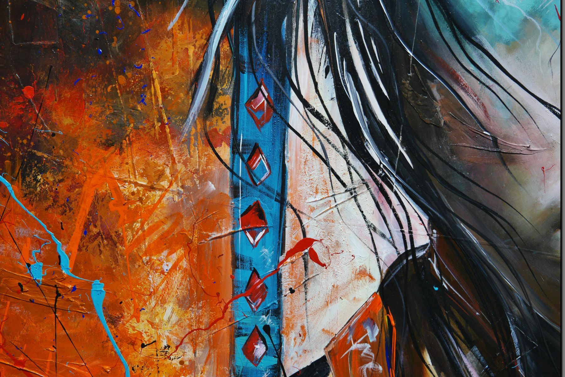 Jingu 200cm x 120cm Framed Brave and Beautiful Abstract Framed Textured Painting