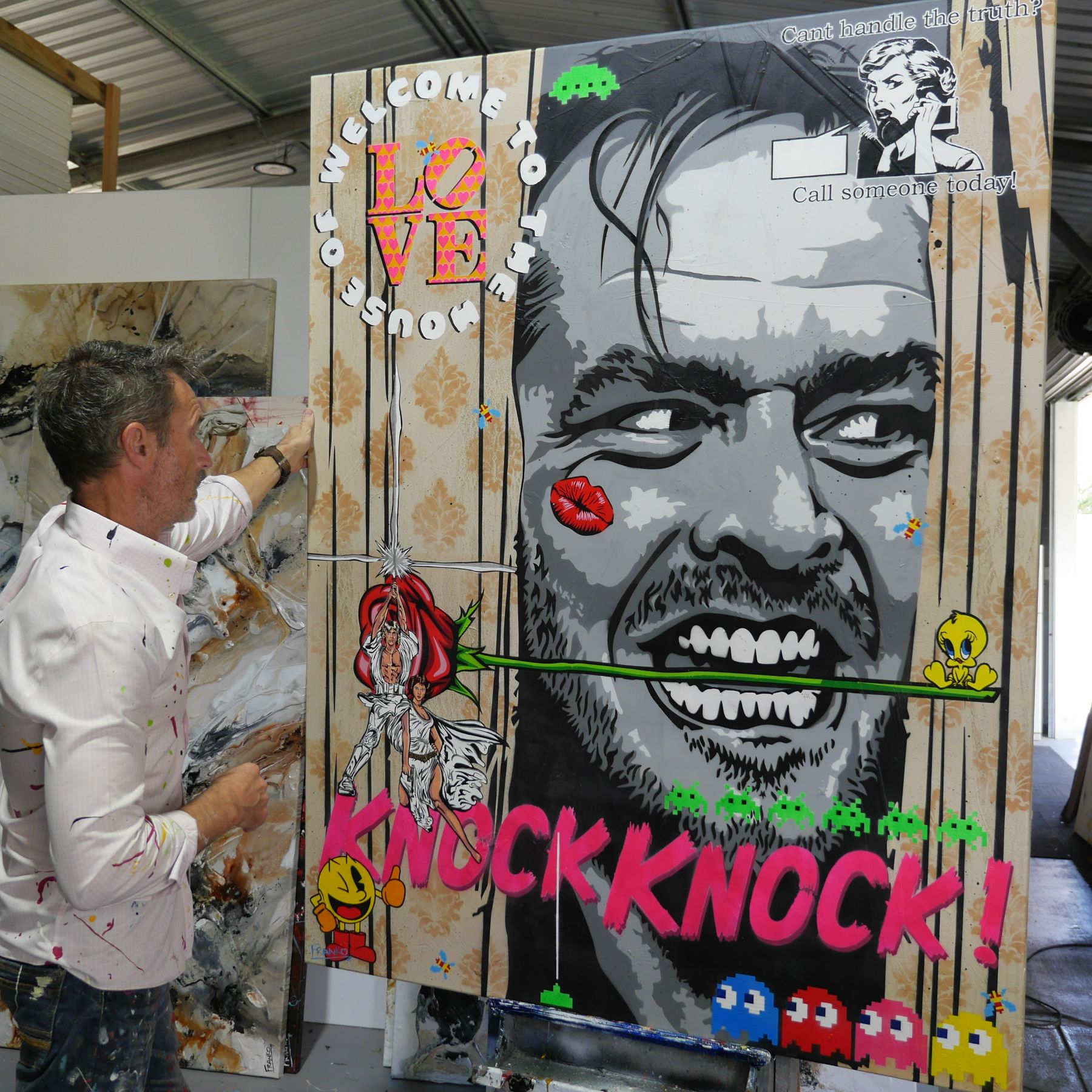 Calling Johnny 140cm x 180cm The Shining Textured Urban Pop Art Painting