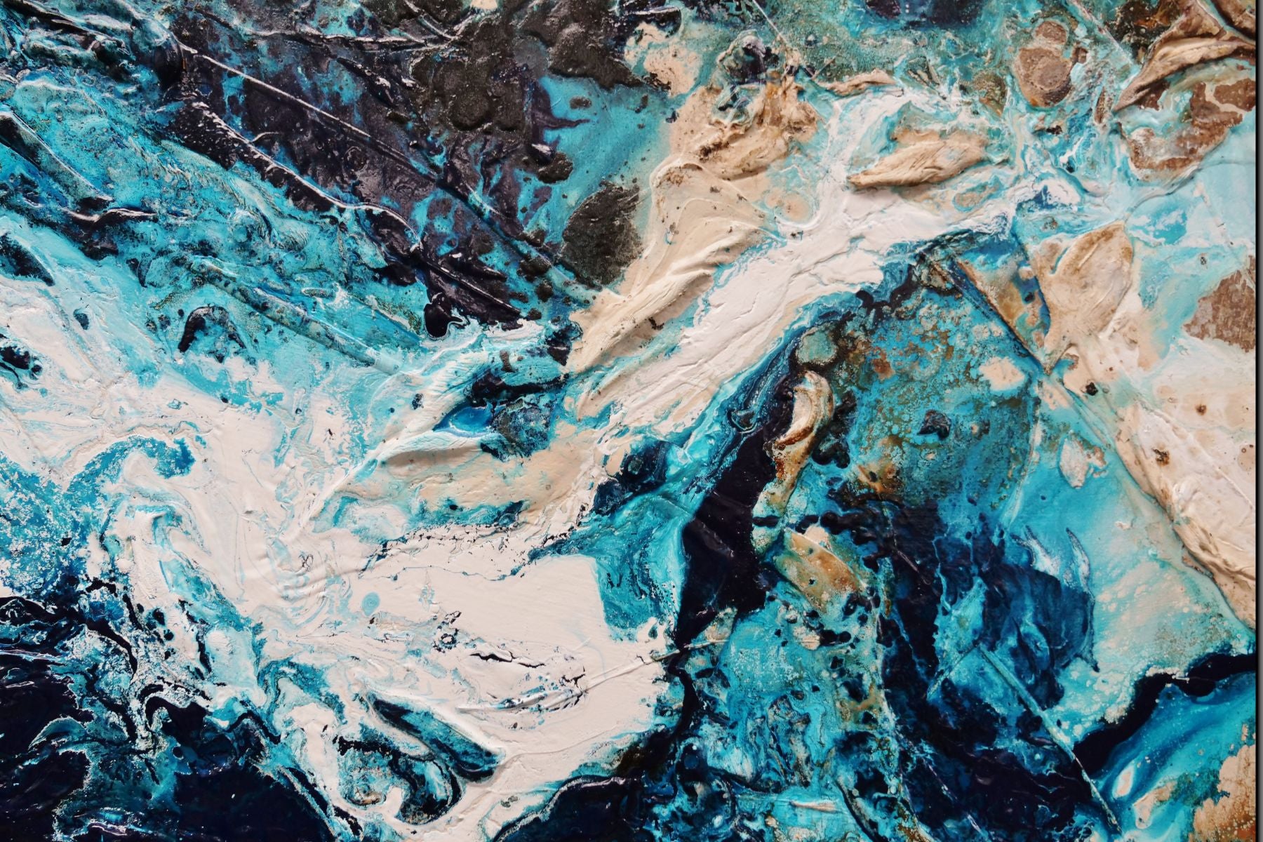 Southern and Rust 120cm x 120cm Teal Phalto White Textured Abstract Painting (SOLD)