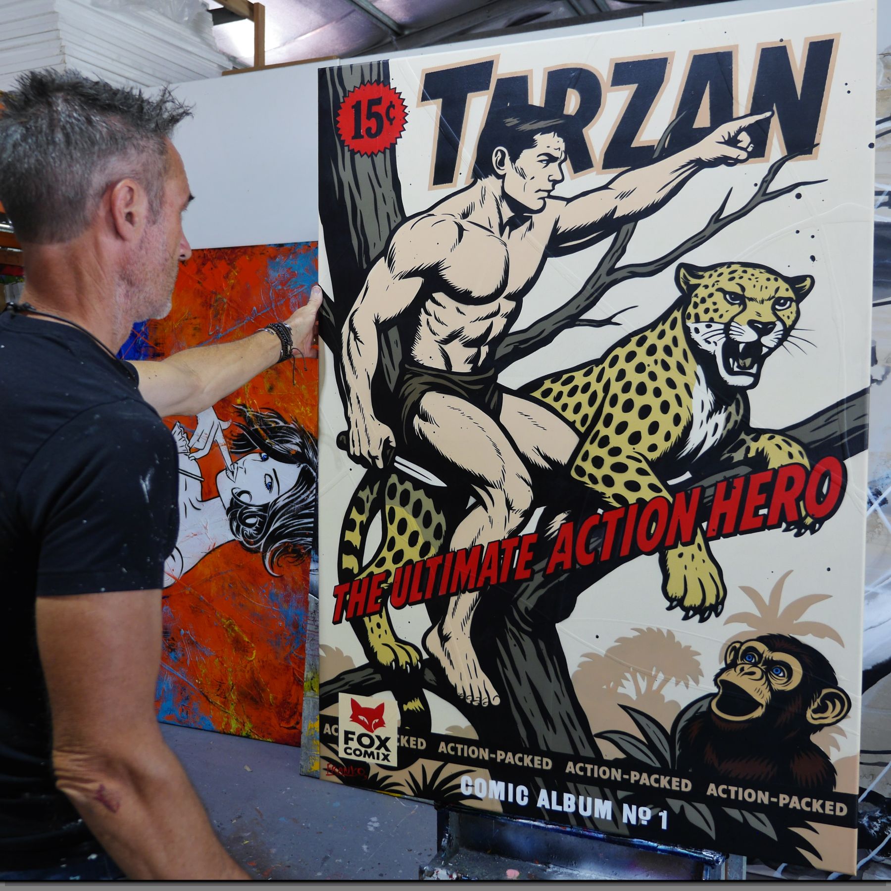 Tarzan Hero 100cm x 140cm Textured Urban Pop Art Painting