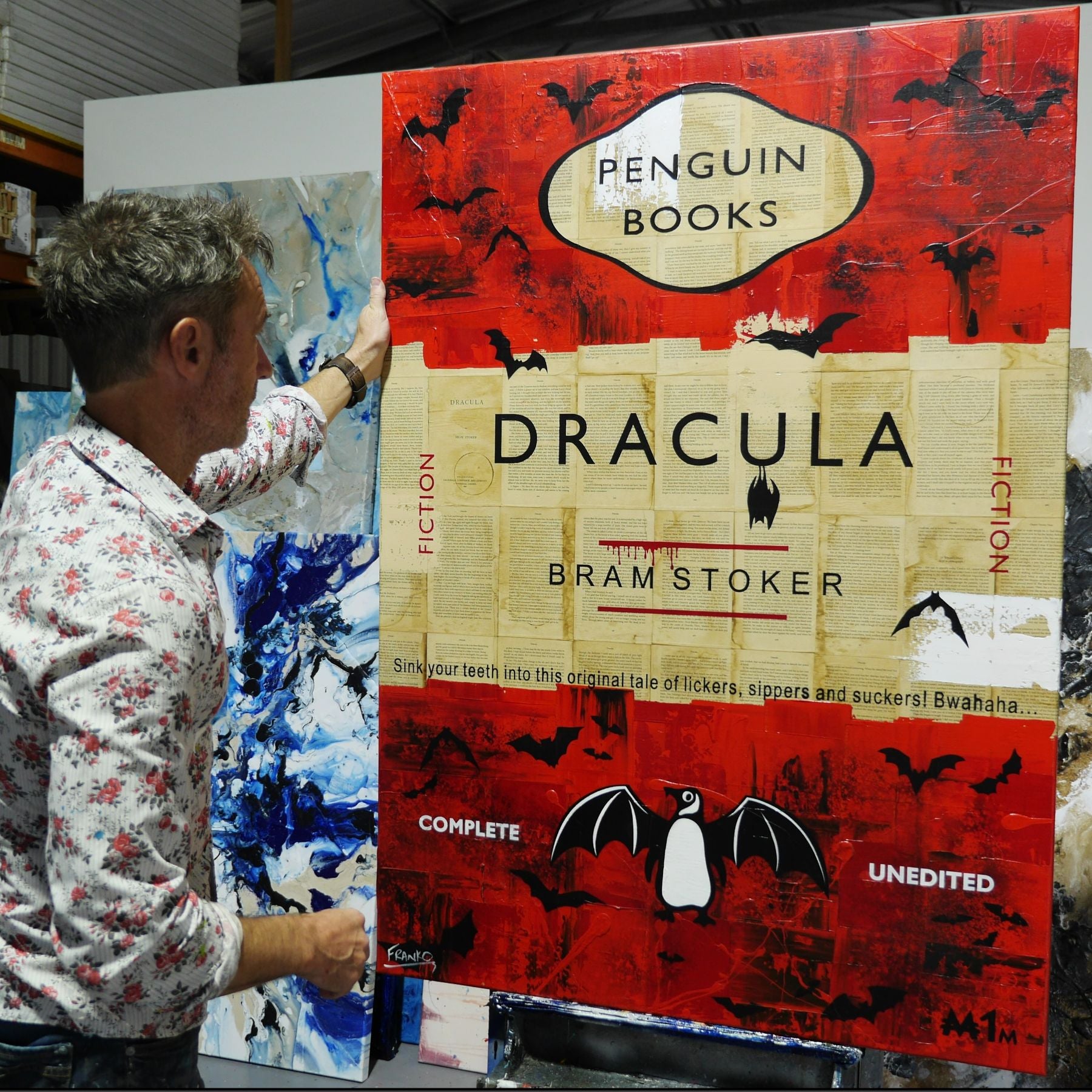 Sink your teeth 100cm x 140cm Dracula Urban Pop Book Club Painting