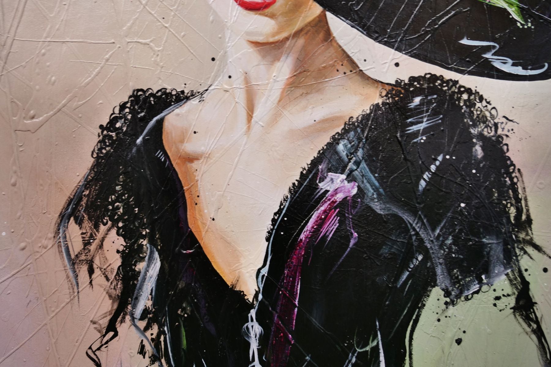 Margot 120cm x 100cm Flower Hat Abstract Elegance Textured Painting (SOLD)