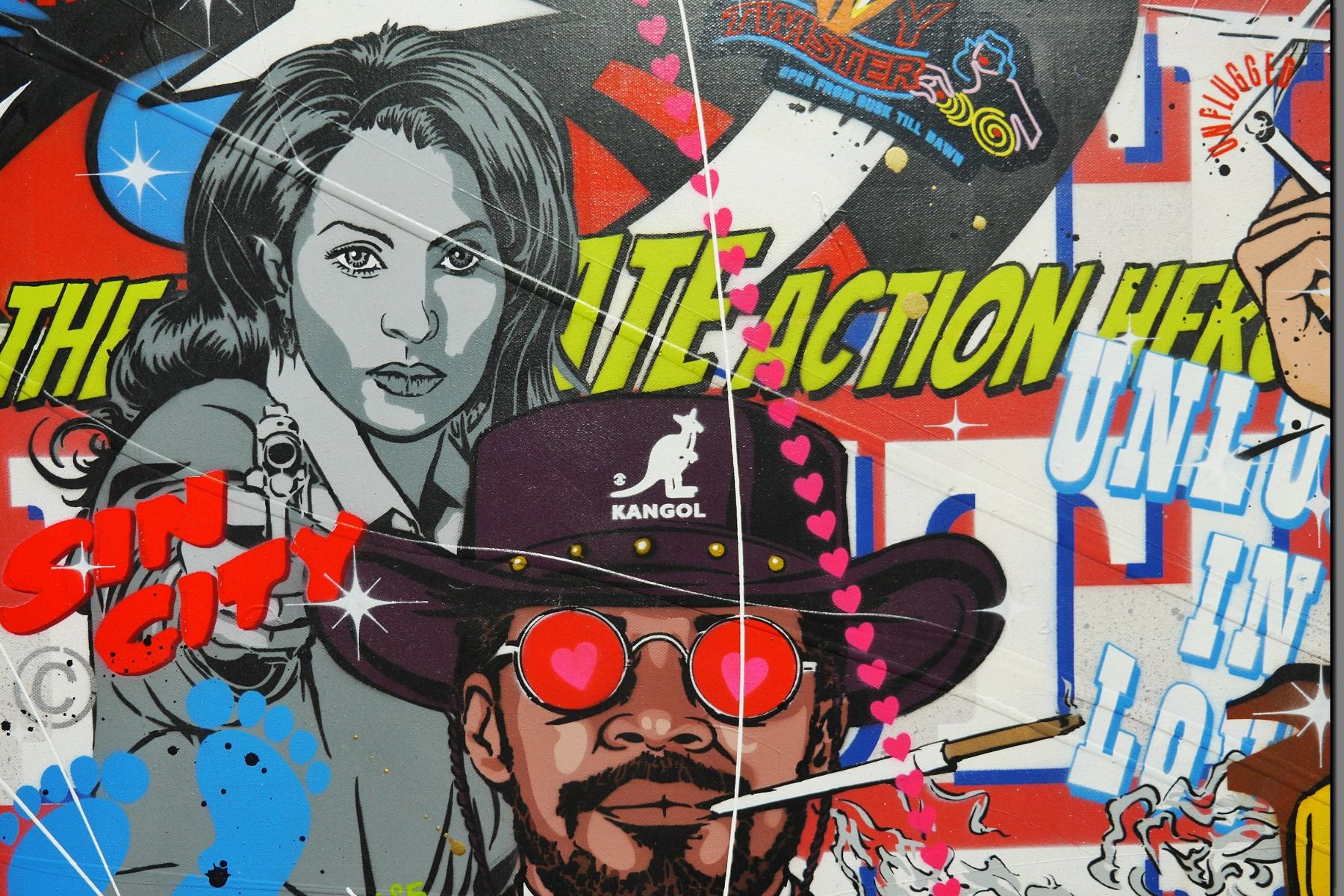Bedtime with Quentin 190cm x 100cm Textured Urban Pop Art Painting