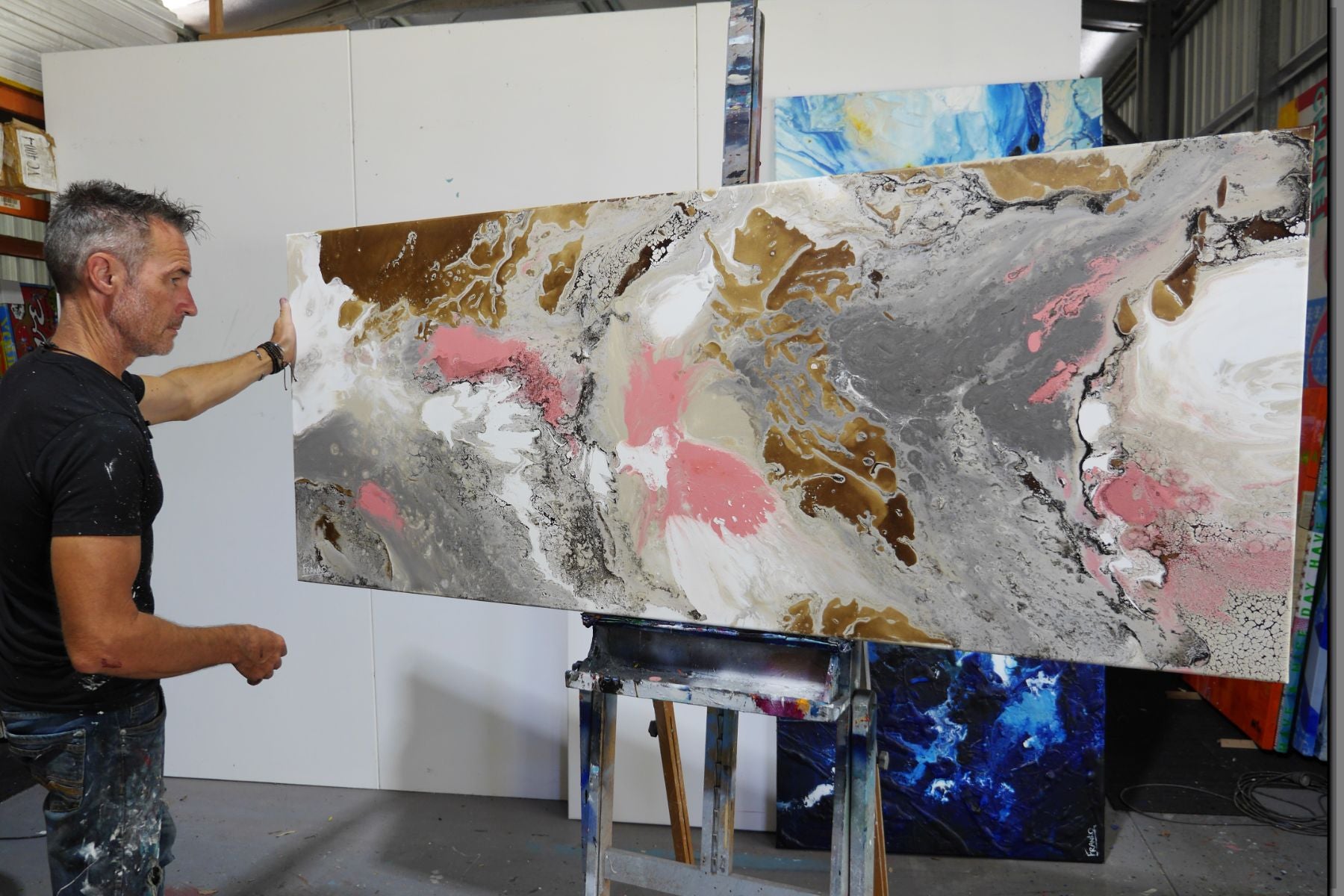 Refined 731 200cm x 80cm Blended Ink Abstract Painting