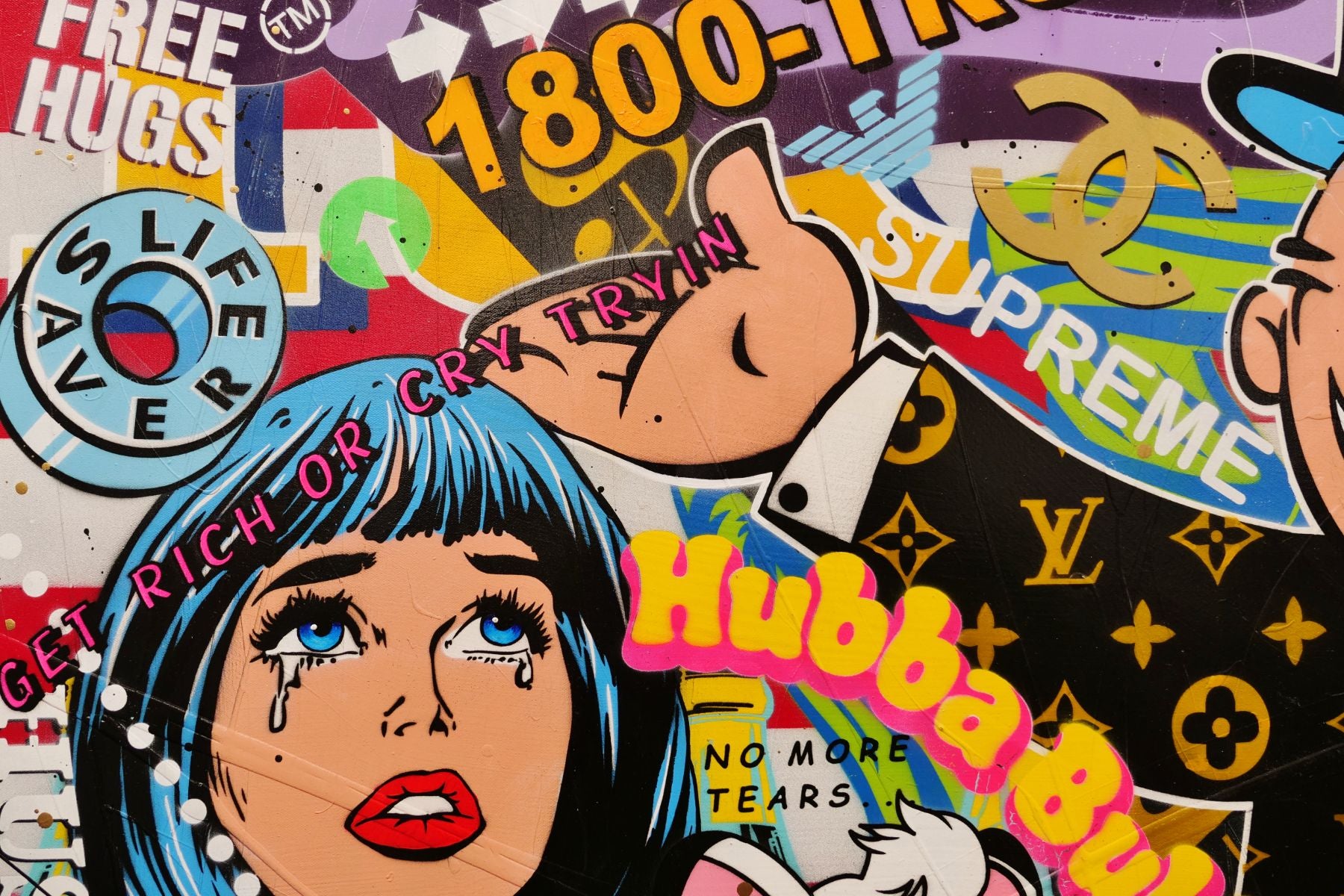 Jackpot Money 190cm x 100cm Monopoly Man Textured Urban Pop Art Painting (SOLD)