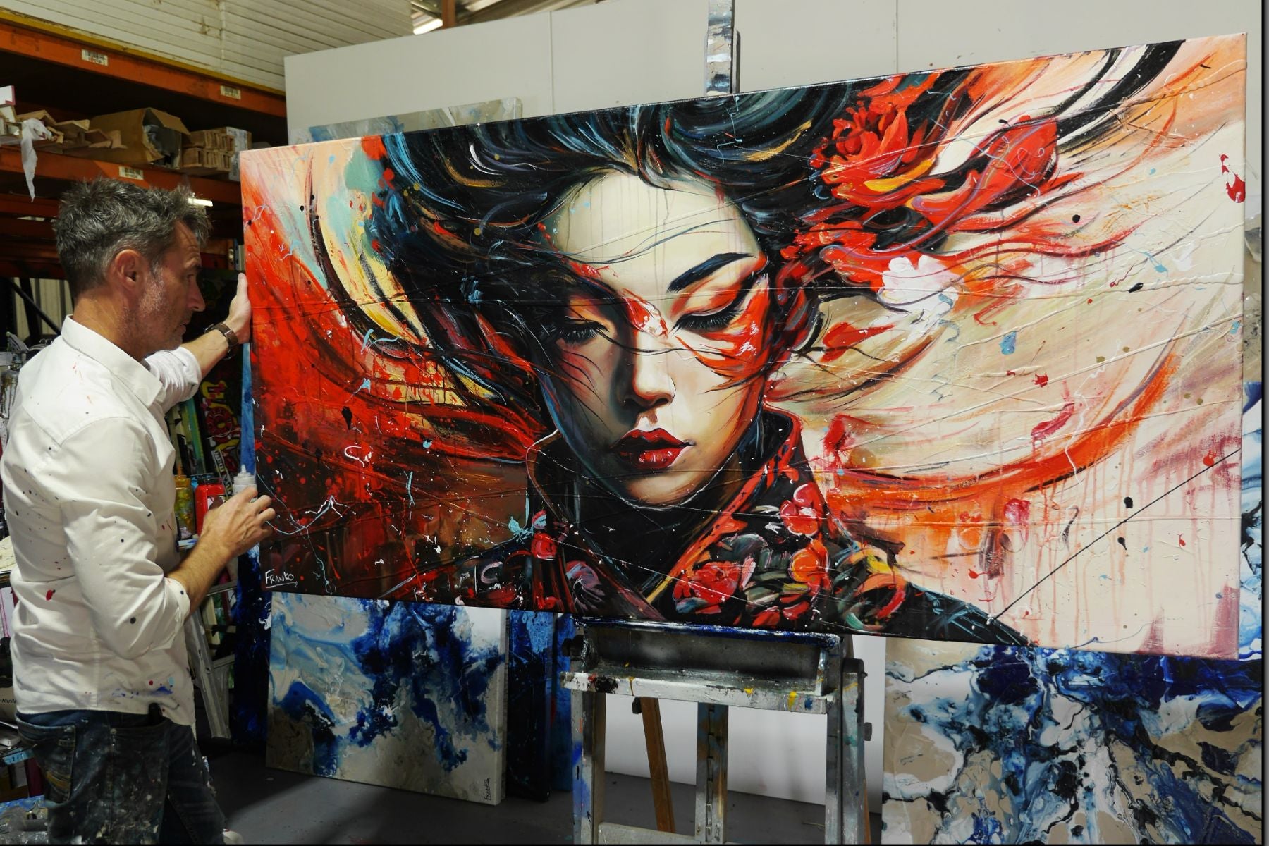 Hotaru 200cm x 100cm Brave and Beautiful Abstract Realism Textured Painting Floater Frame Inc. (SOLD)