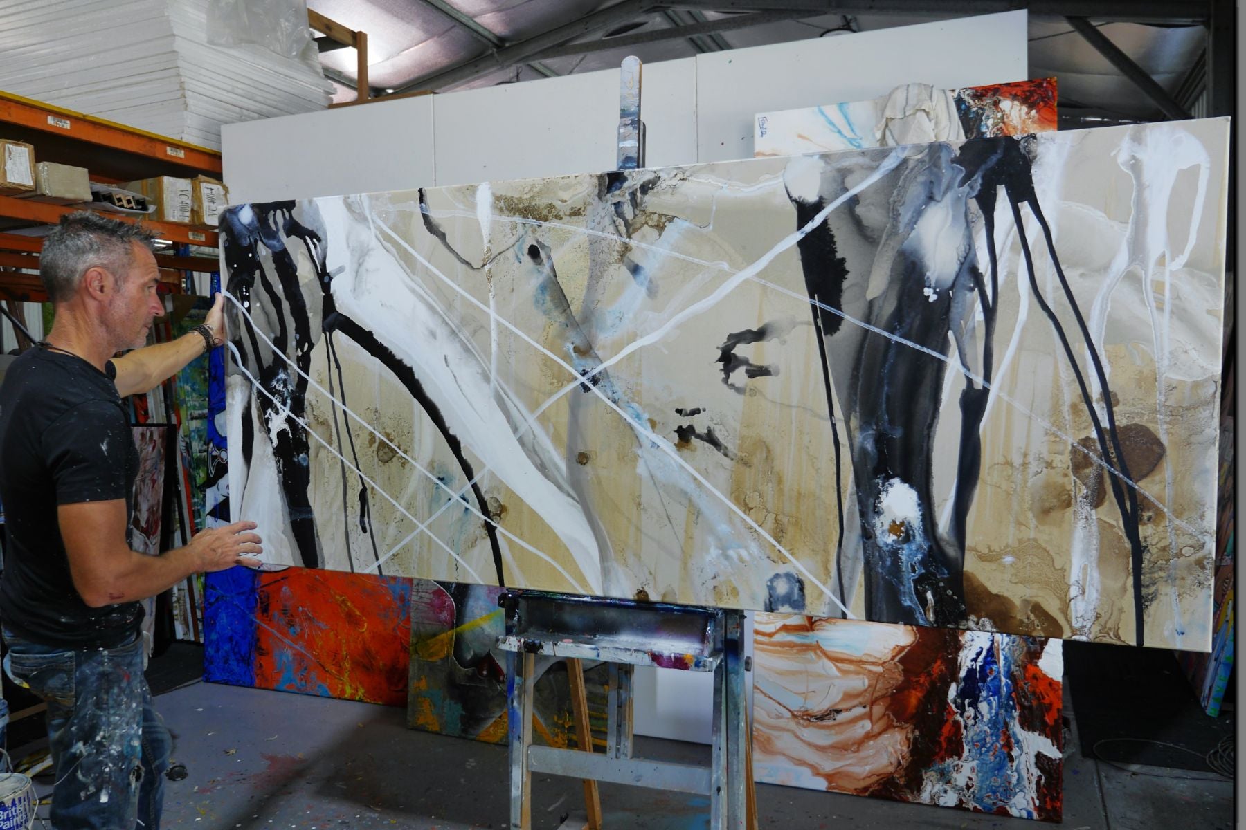 Refined 909 240cm x 100cm Blended Ink Abstract Painting