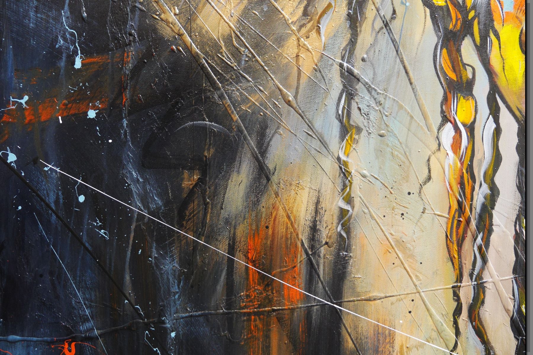 Warrior Blu 160cm x 100cm FRAMED Warrior Boy Abstract Realism Textured Painting