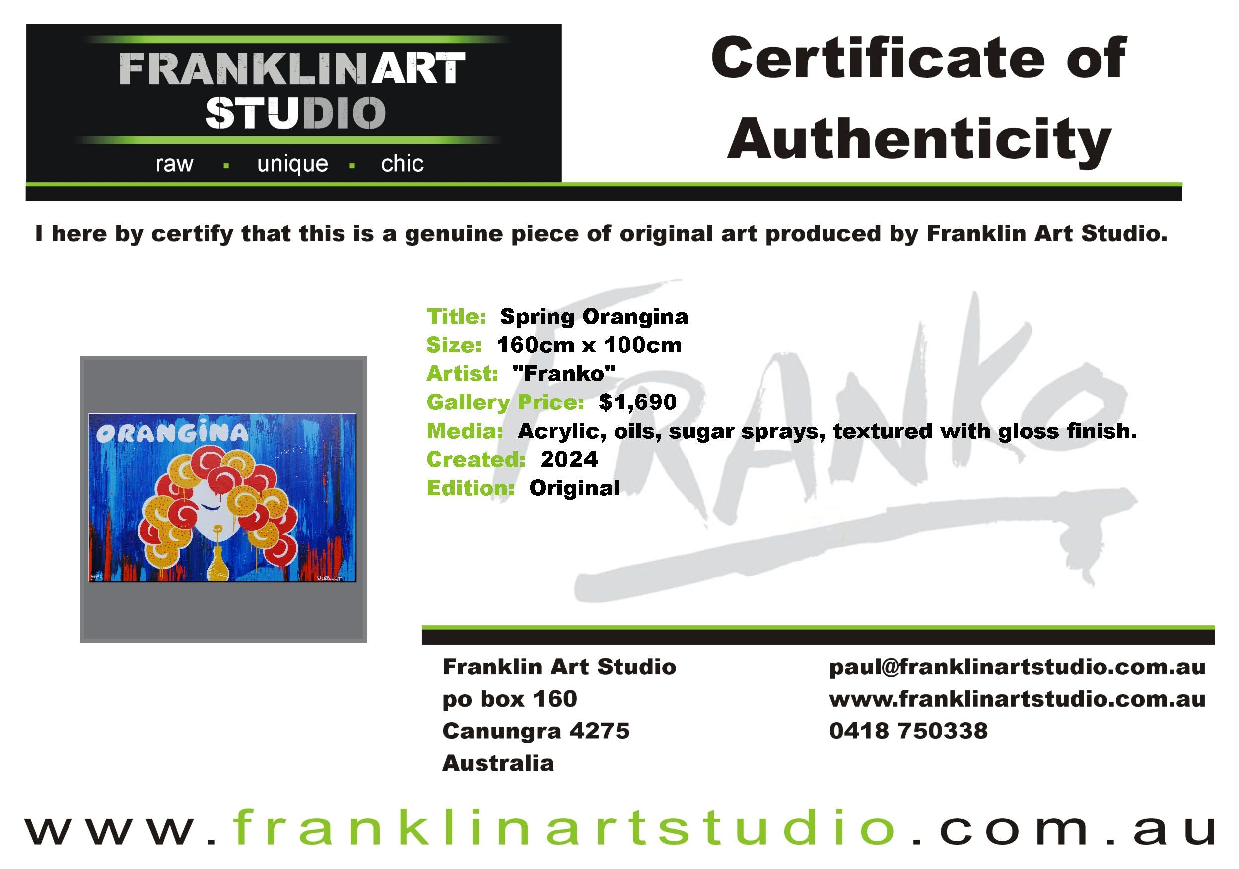 Spring Orangina 160cm x 100cm Textured Urban Pop Art Painting