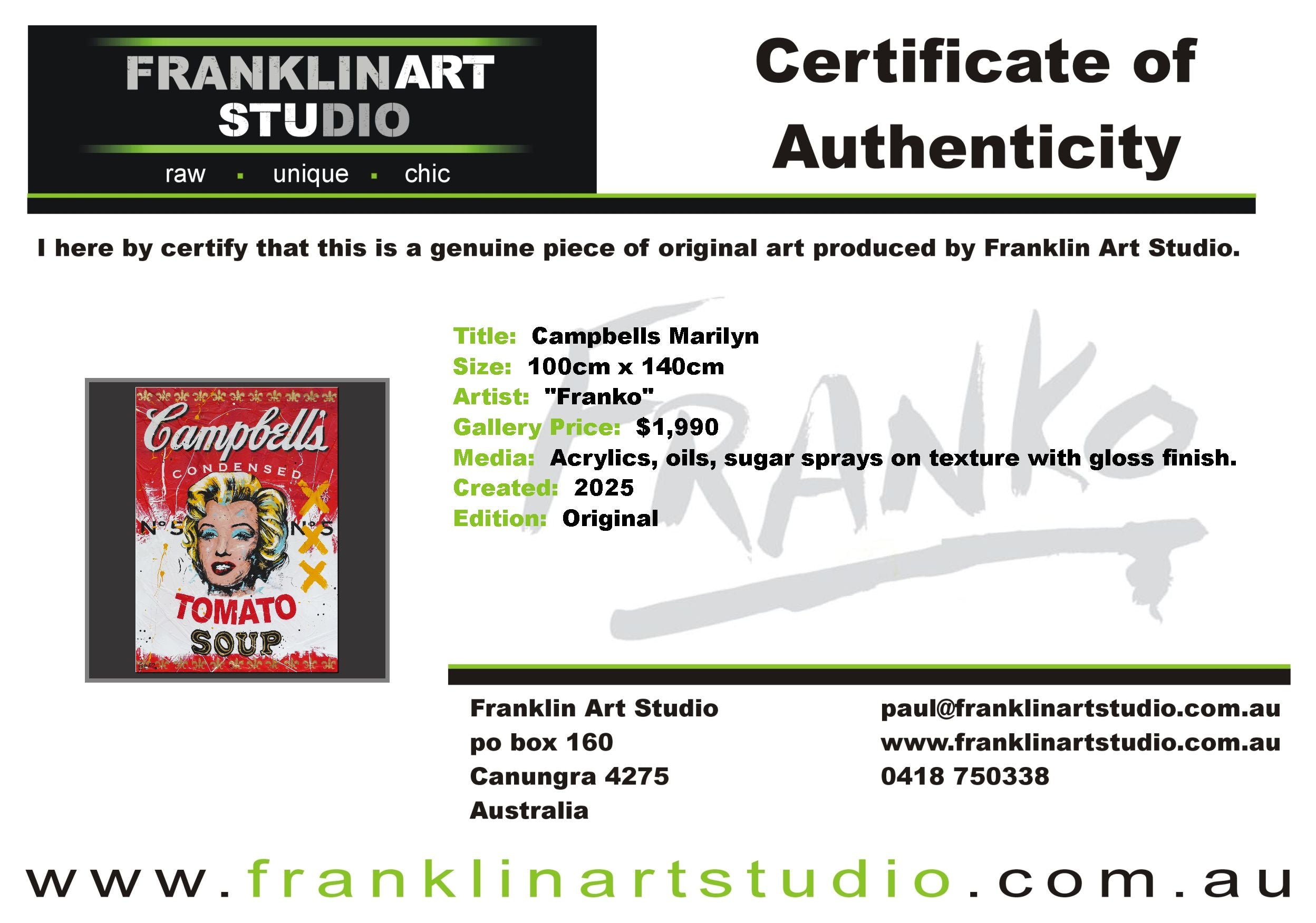 Campbell's Marilyn 100cm x 140cm Campbell's Soup Textured Urban Pop Art Painting (SOLD)