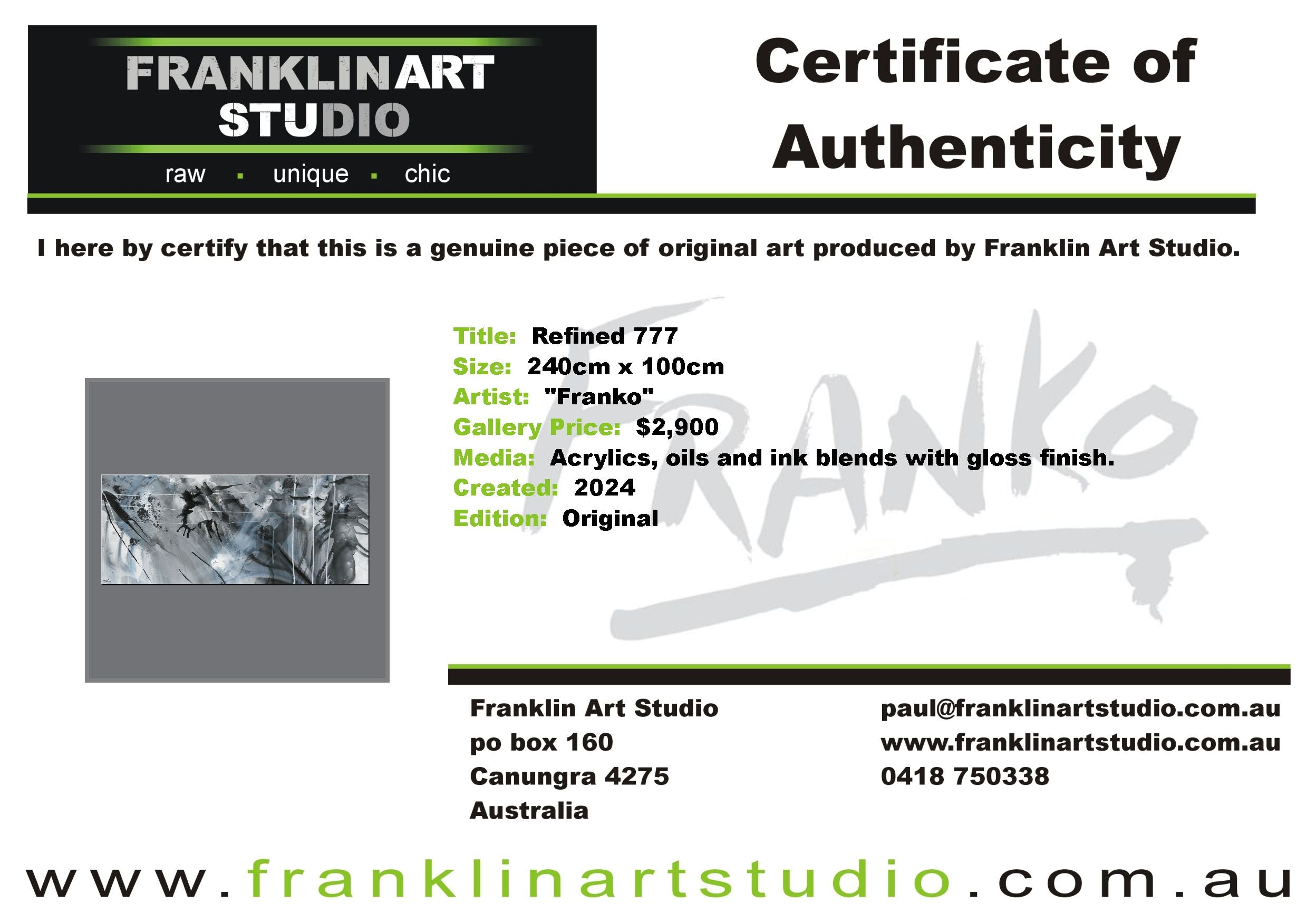 Refined 777 240cm x 100cm Greyscale Blended Ink Abstract Painting (SOLD)