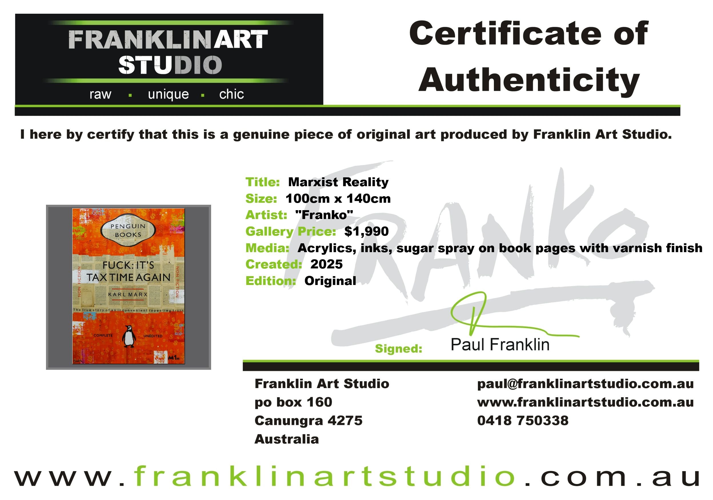 Marxist Reality 140cm x 100cm Tax Urban Pop Book Club Painting
