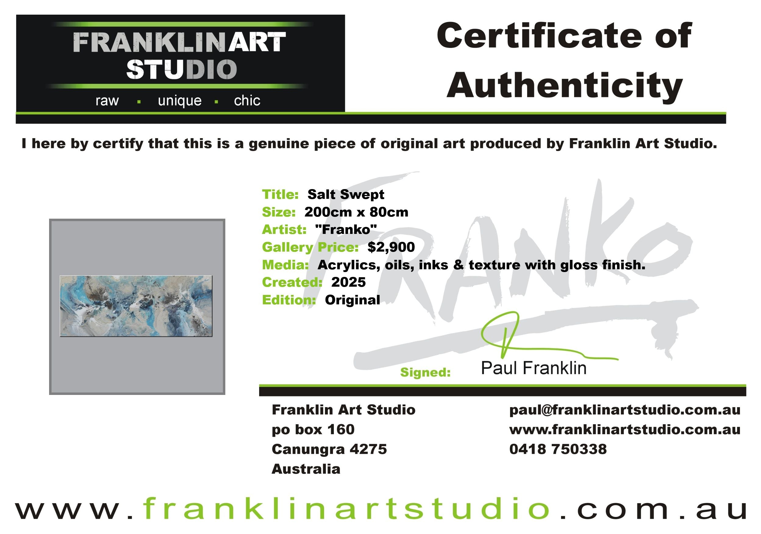 Salt Swept 200cm x 80cm Textured Abstract Painting