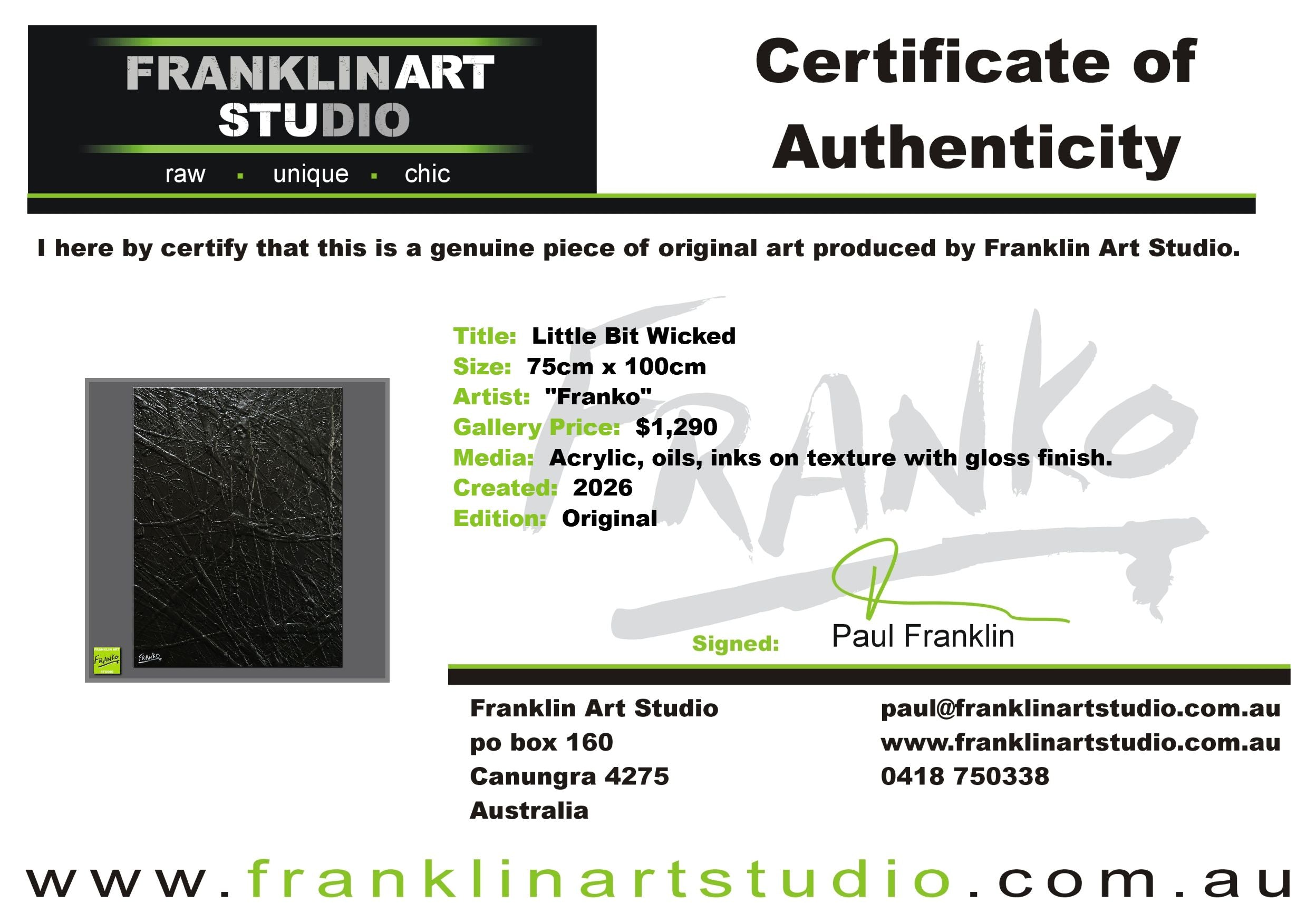Little Bit Wicked 75cm x 100cm Black Textured Abstract Painting (SOLD)