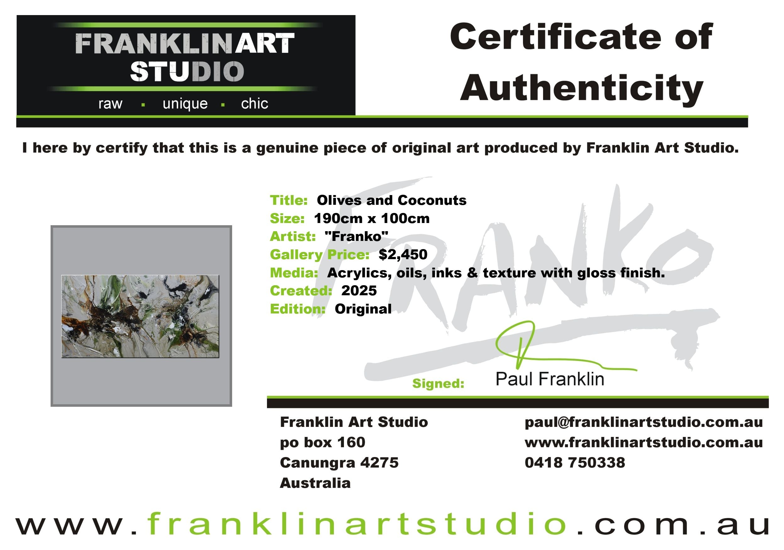 Olives and Coconuts 190cm x 100cm Textured Abstract Painting