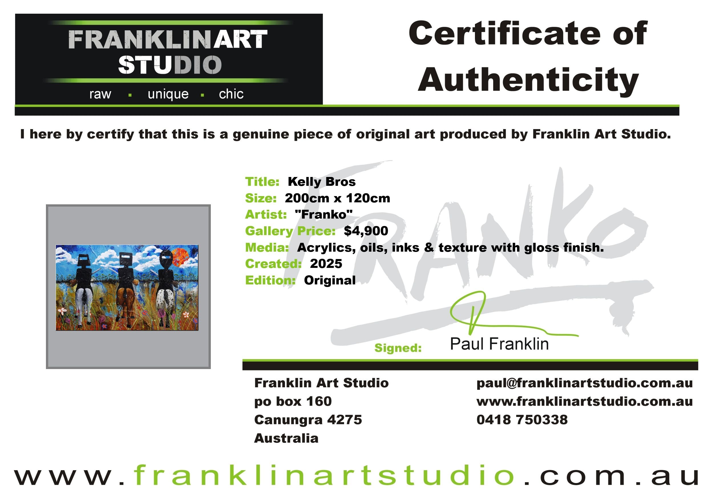 Kelly Bros 200cm x 120cm Ned Kelly Abstract Realism Textured Painting