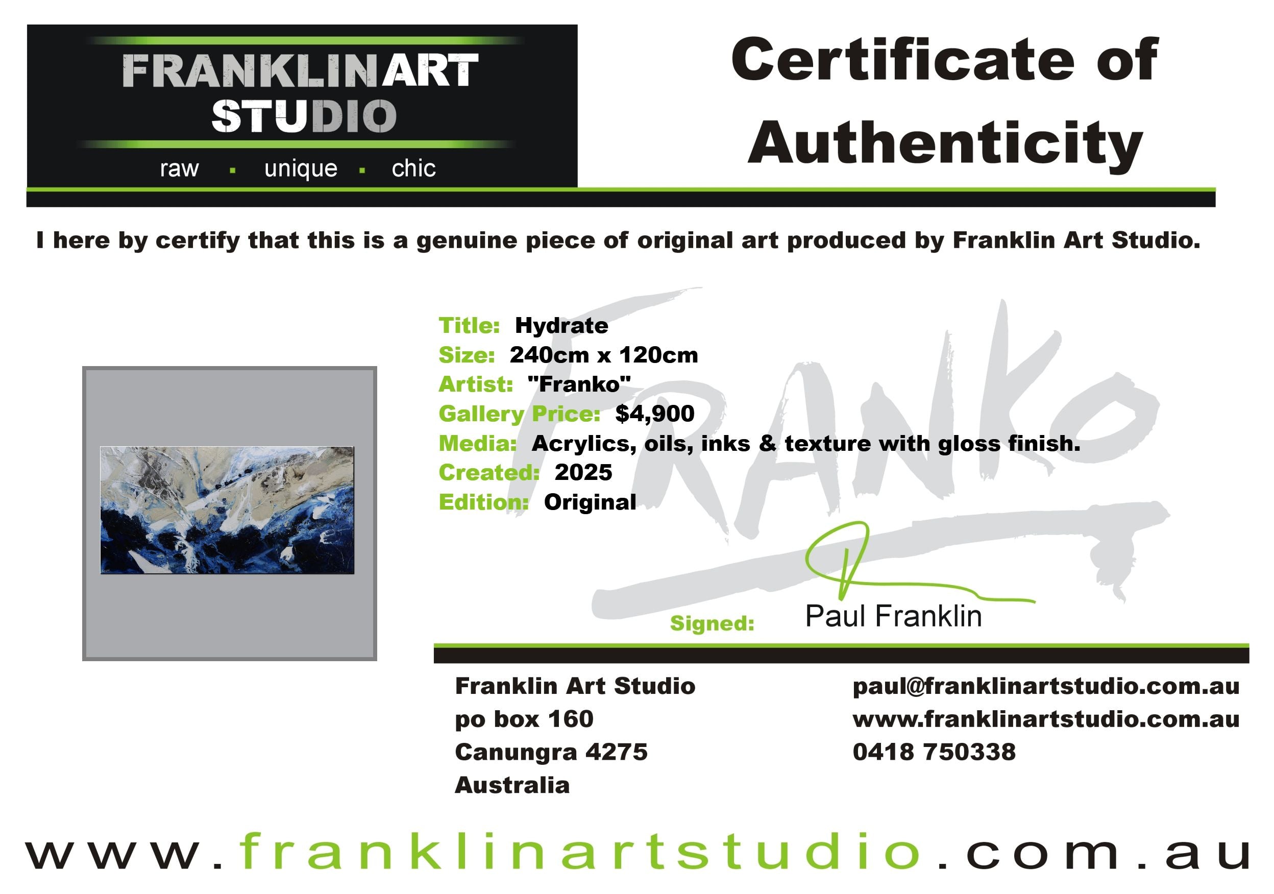 Hydrate 240cm x 120cm Textured Abstract Painting