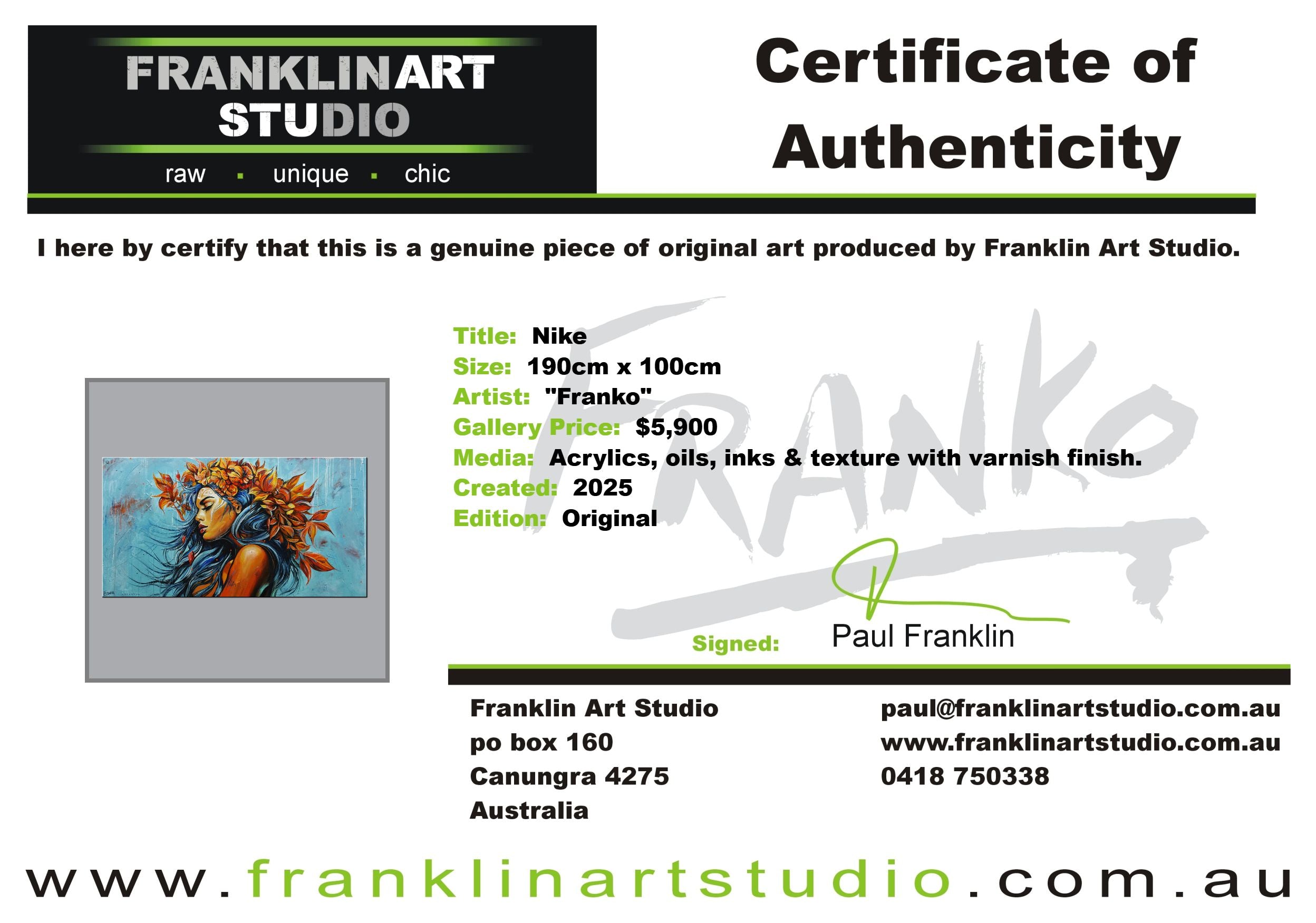 Nike 190cm x 100cm FRAMED Abstract Realism Textured Painting