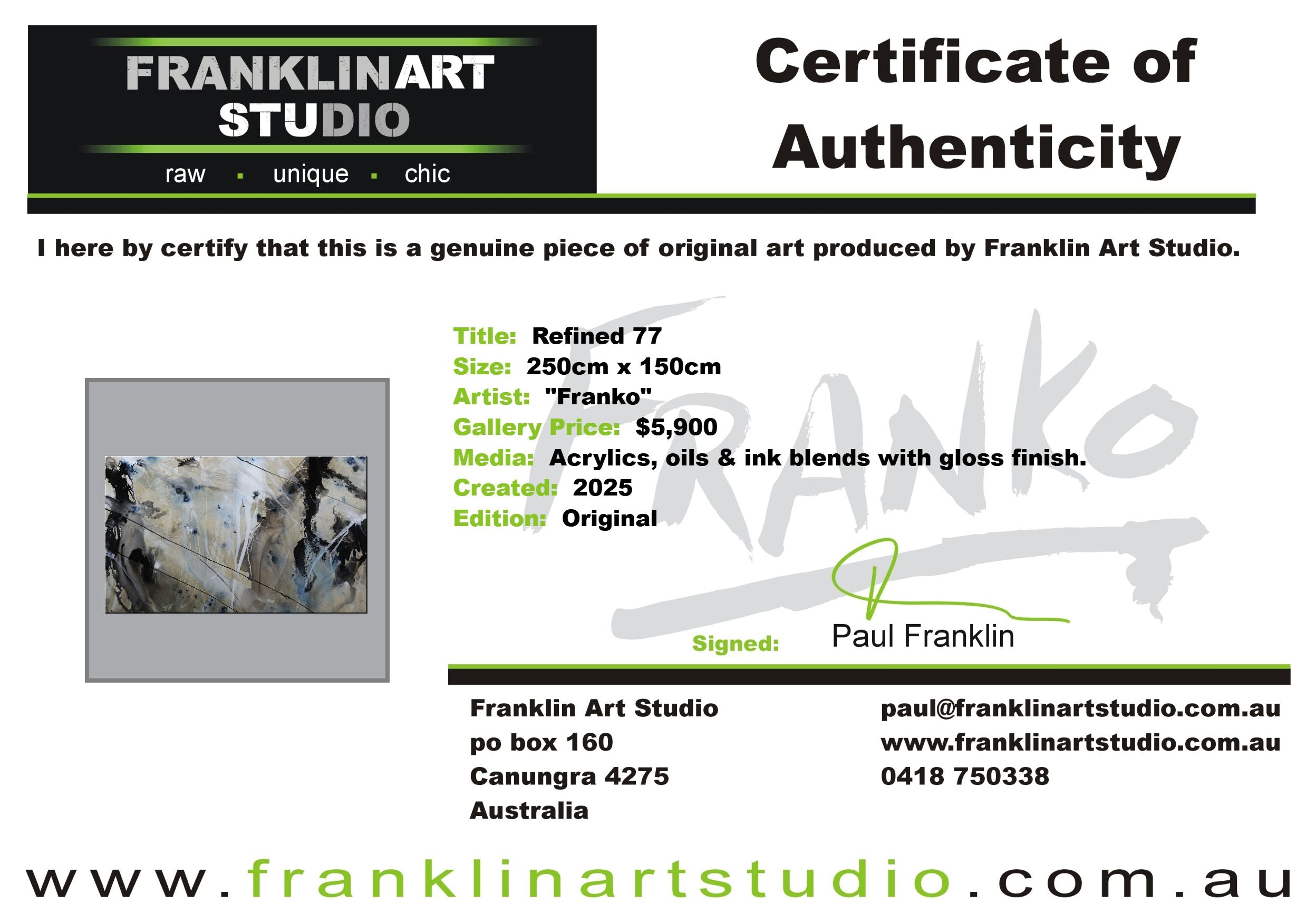 Refined 77 250cm x 150cm Blended Ink Abstract Painting