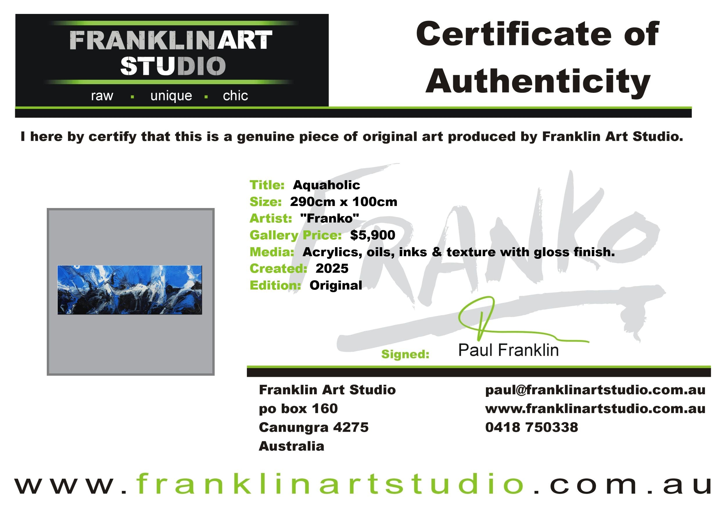 Aquaholic 295cm x 100cm Textured Abstract Painting