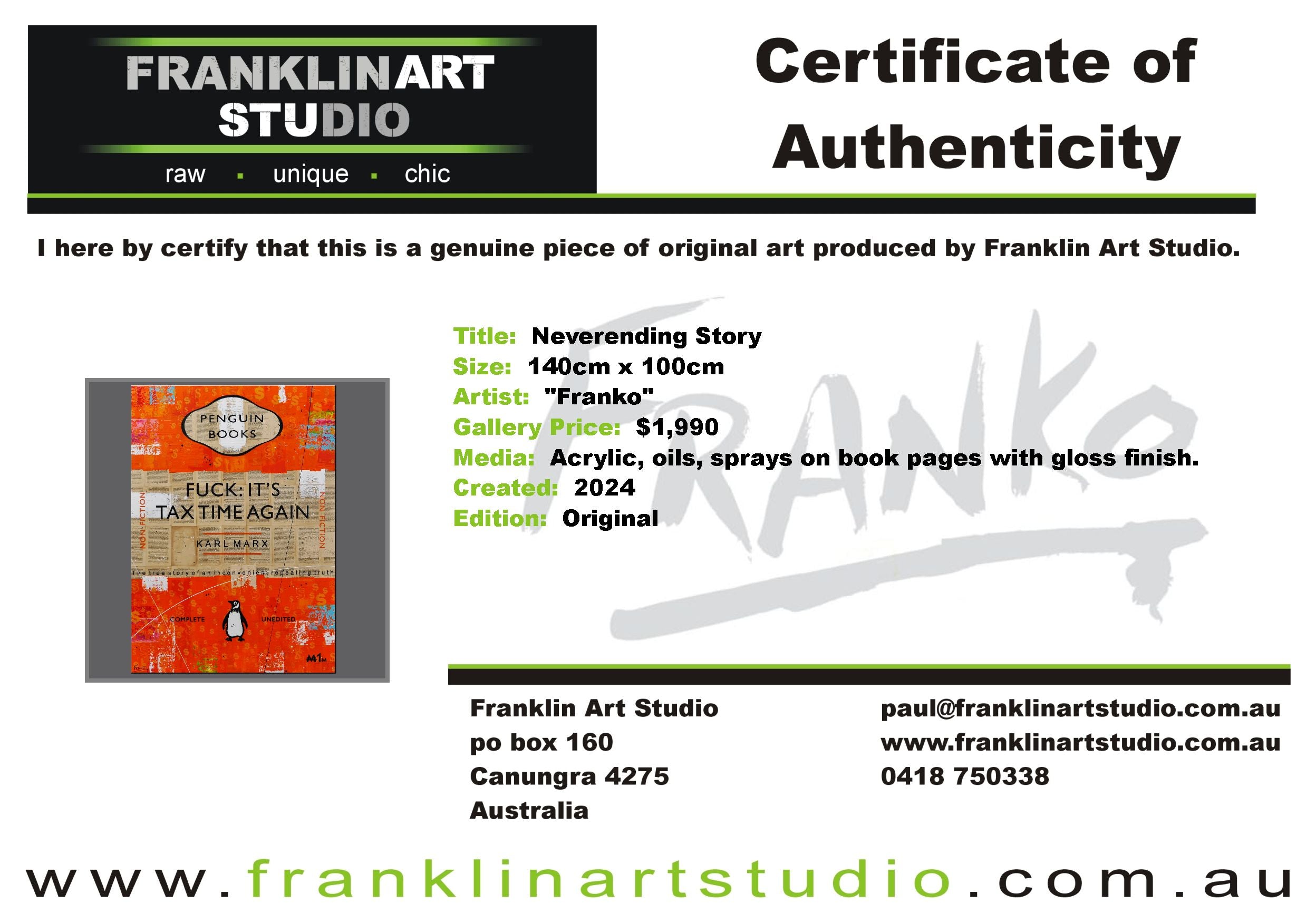 Neverending Story 140cm x 100cm Tax Time Urban Pop Book Club Painting (SOLD)