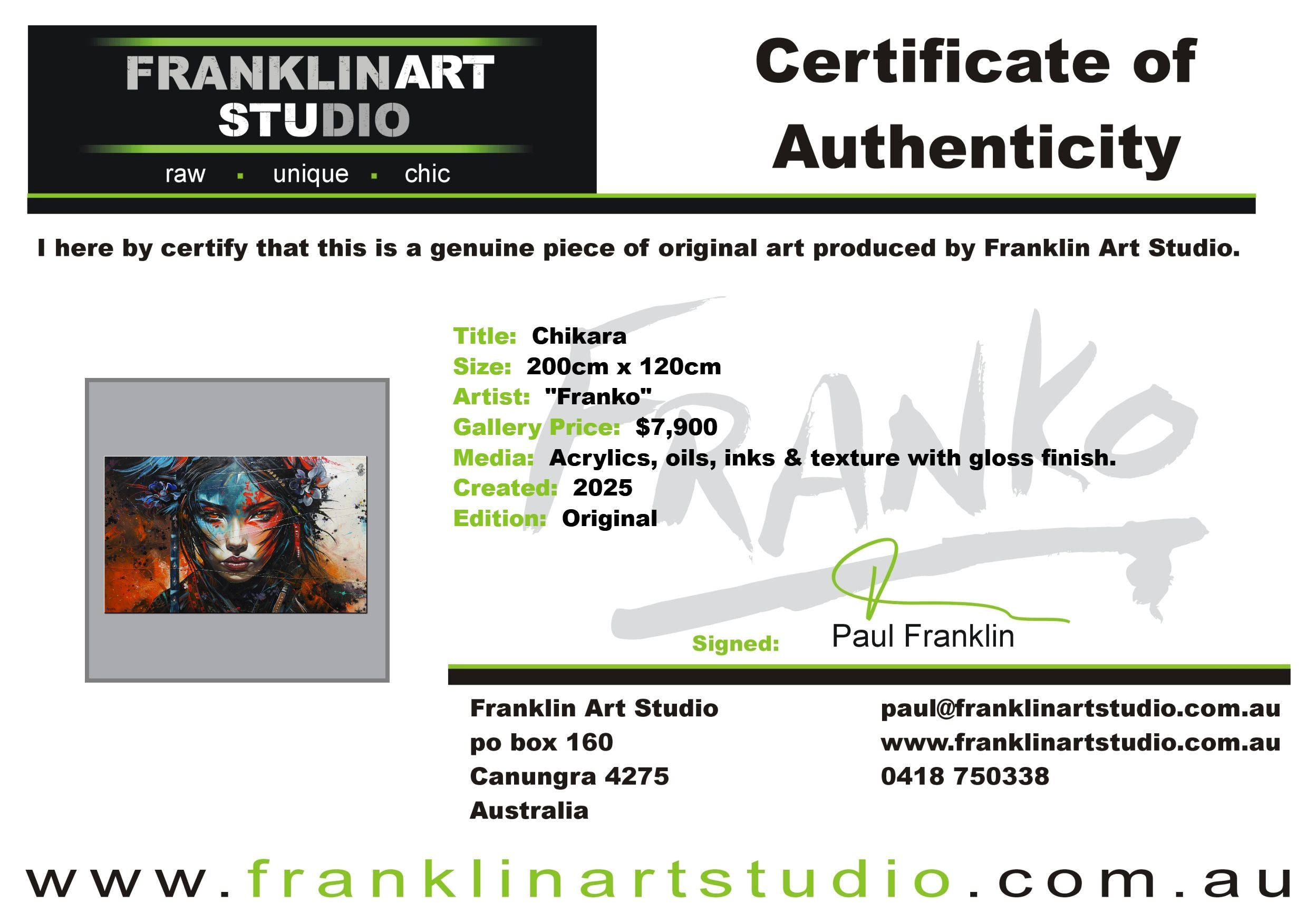 Chikara 200cm x 120cm FRAMED Geisha Abstract Realism Textured Painting