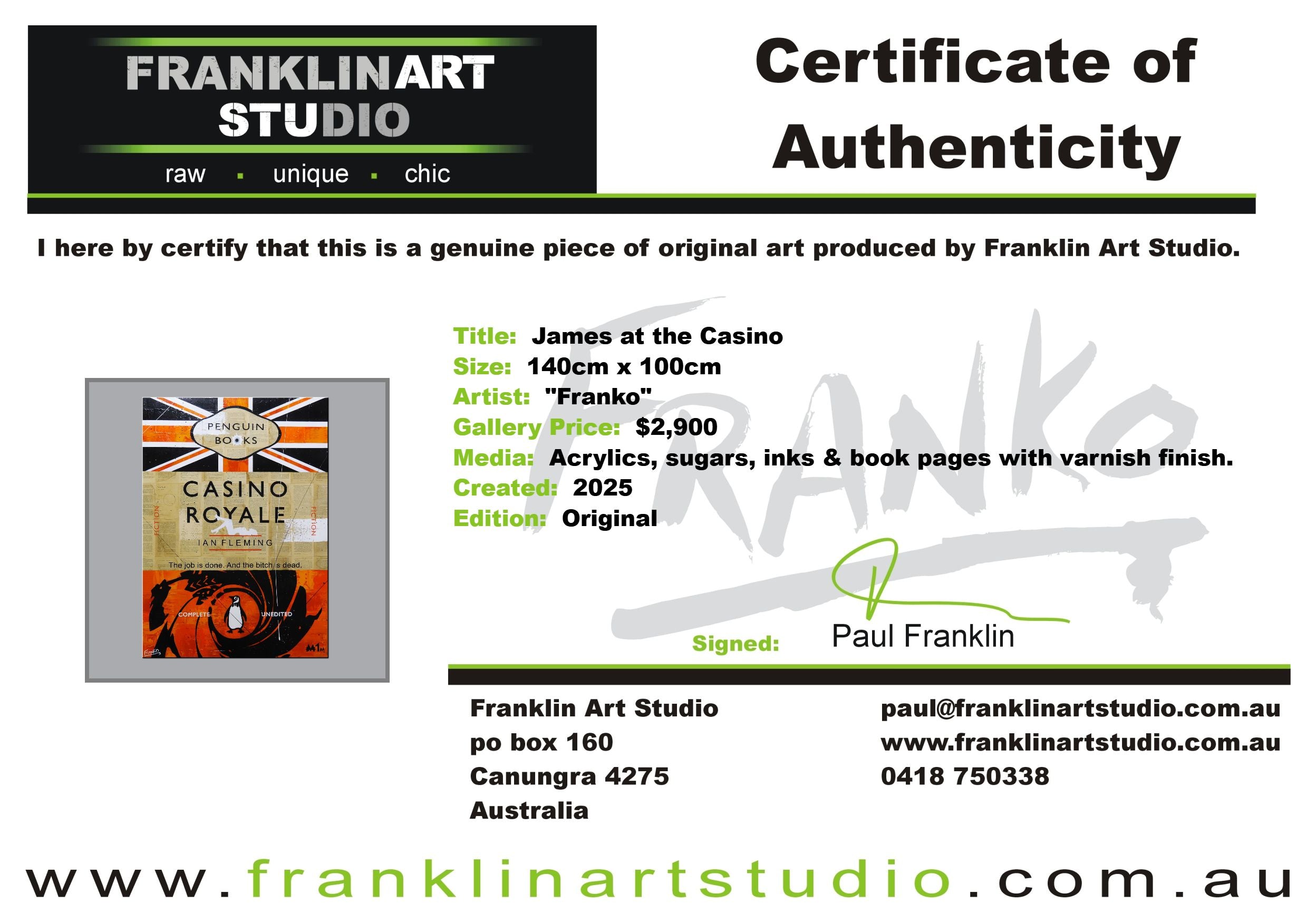 James at the Casino 140cm x 100cm Urban Pop Book Club Painting