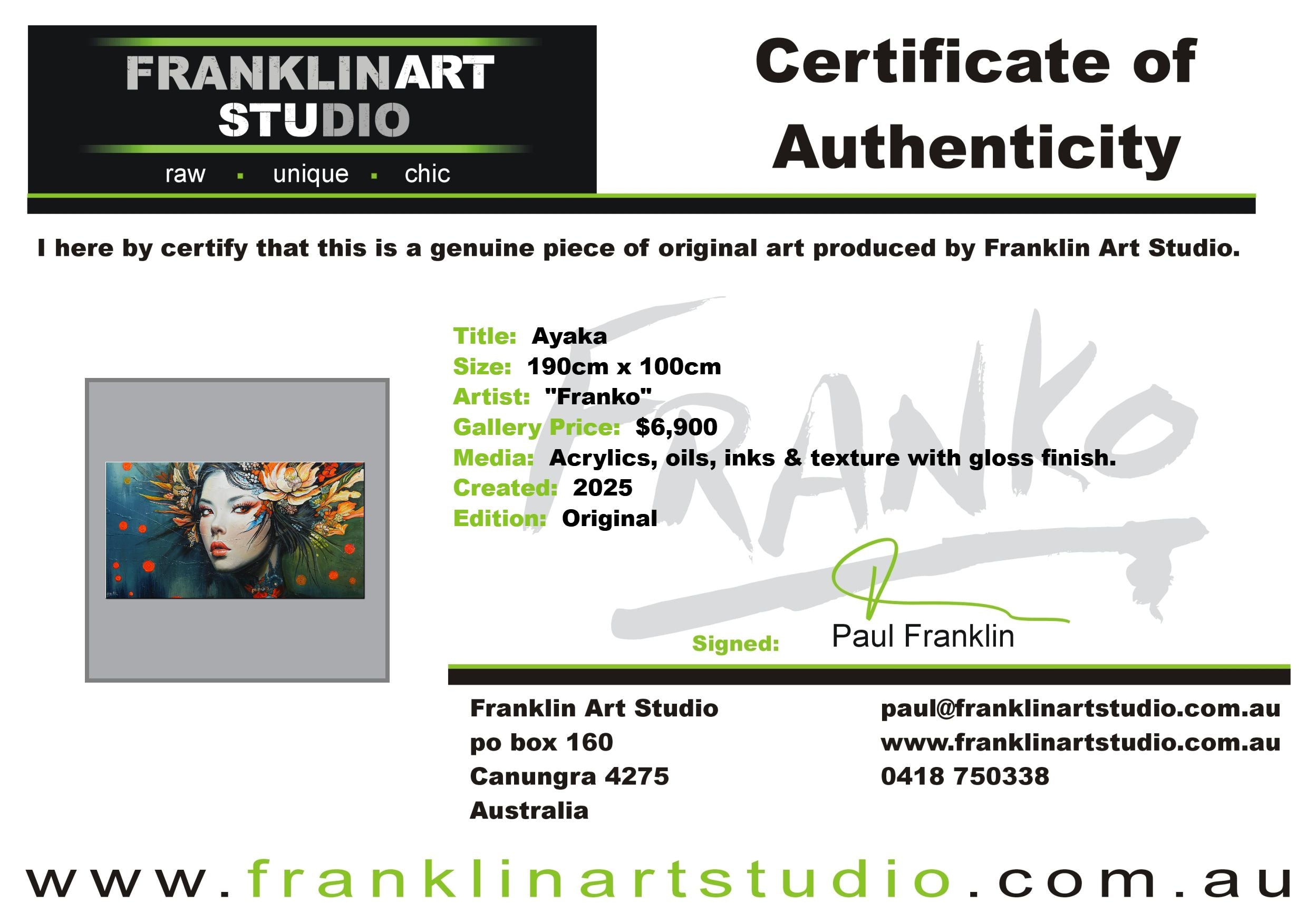 Ayaka 190cm x 100cm FRAMED Abstract Realism Textured Painting