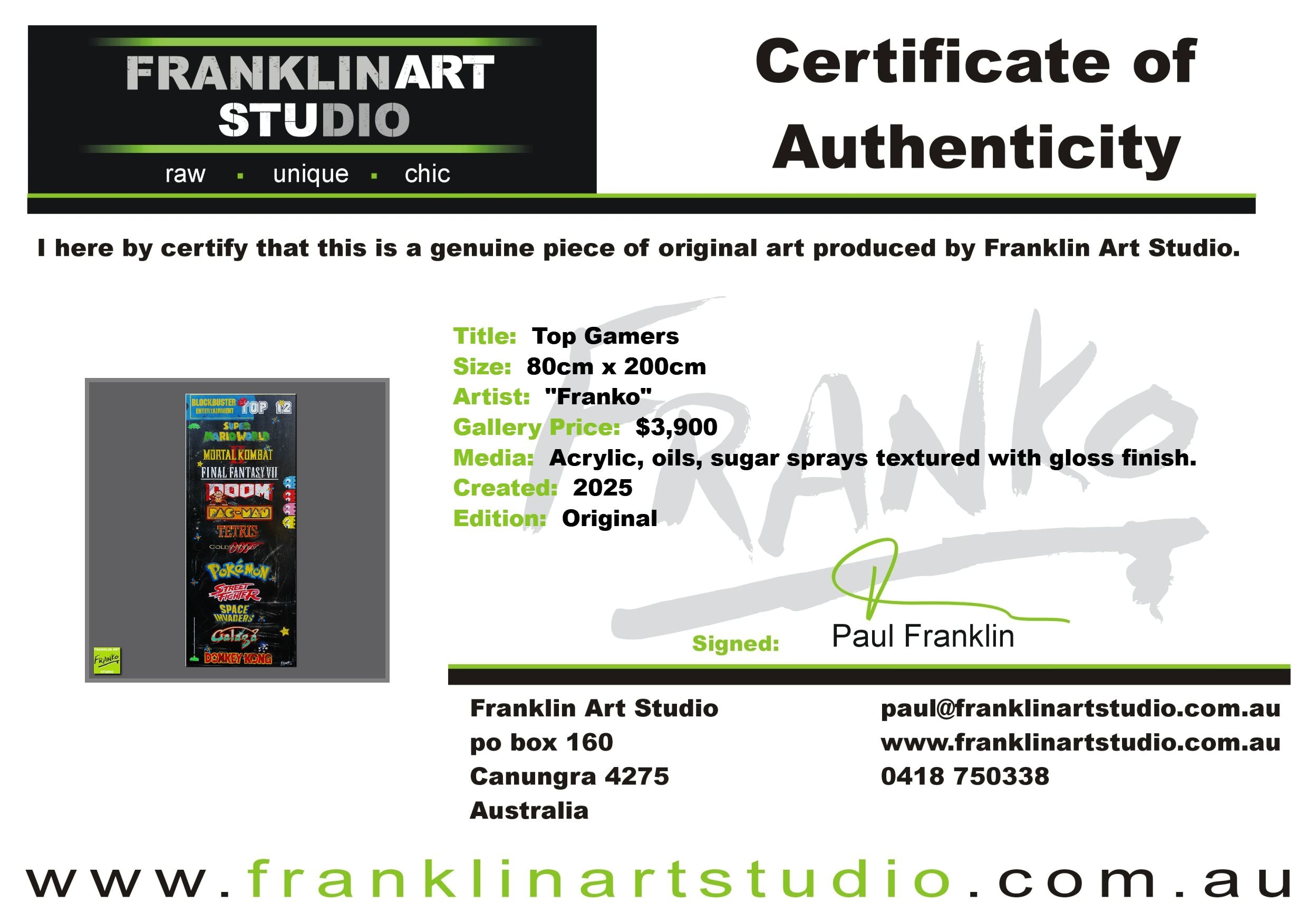 Top Gamers 200cm x 80cm Original Hand Painted Pop Art Painting