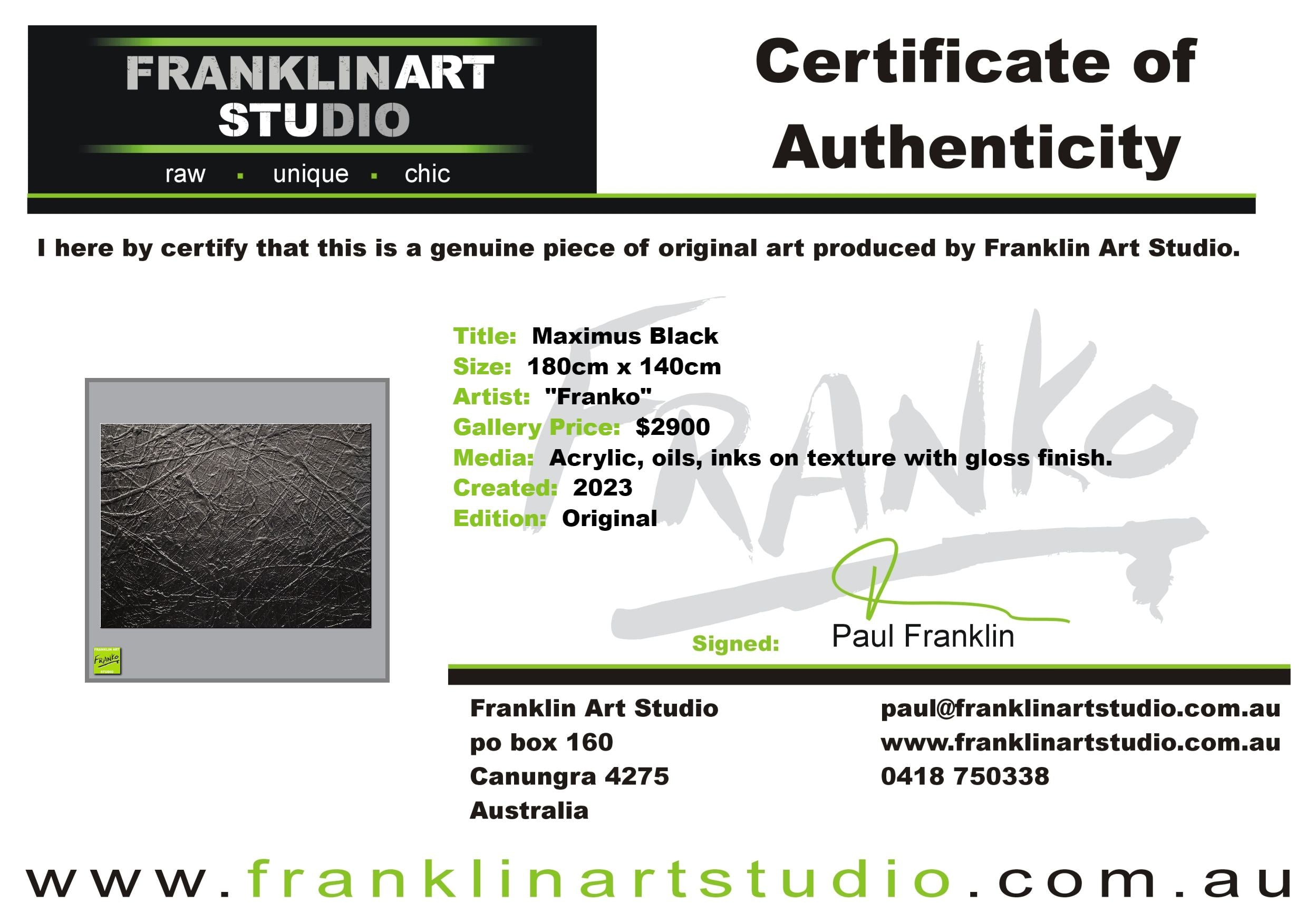 Maximus Black 140cm x 180cm Black Textured Abstract Painting (SOLD)