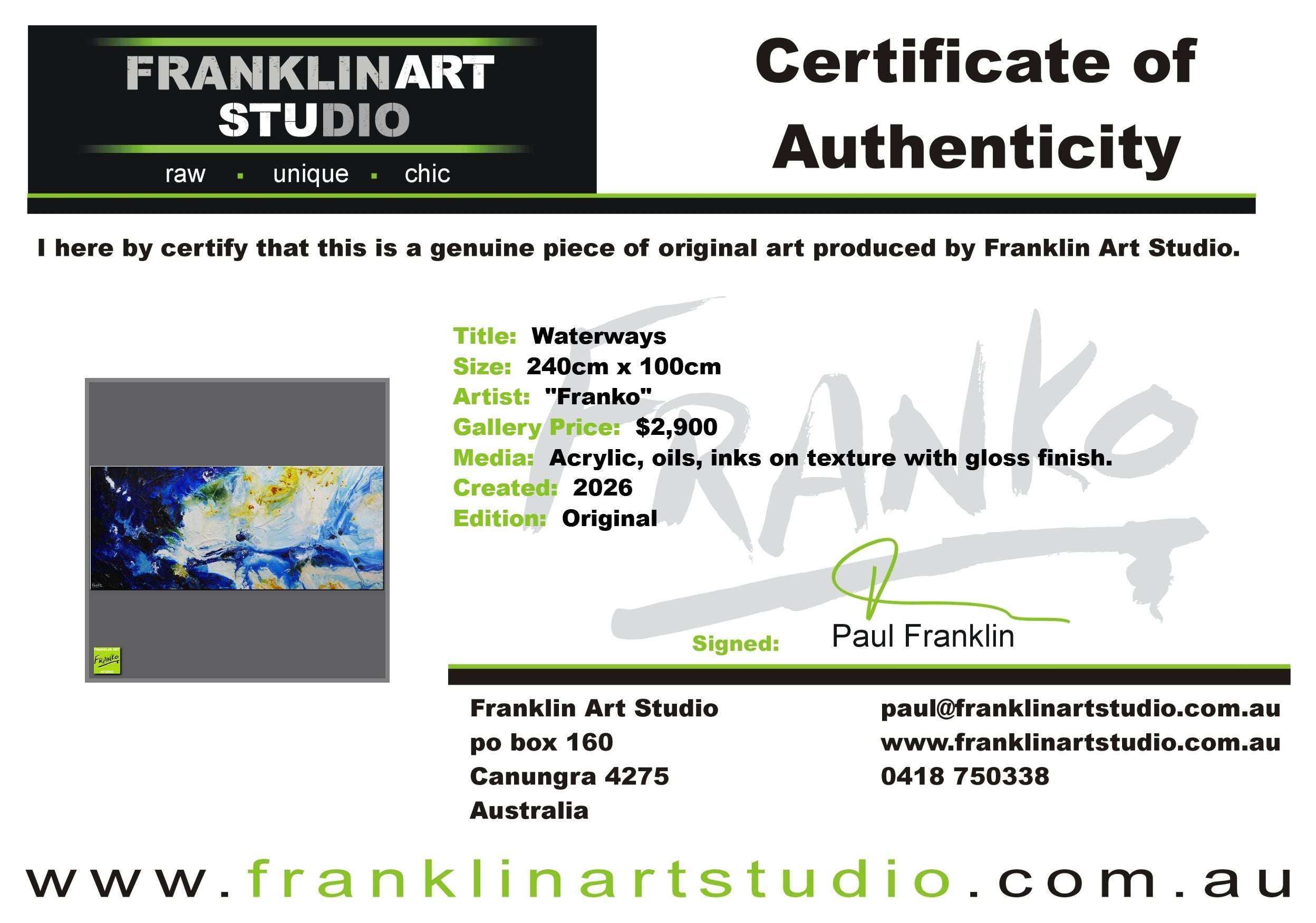 Waterways 240cm x 100cm Textured Abstract Painting (SOLD)