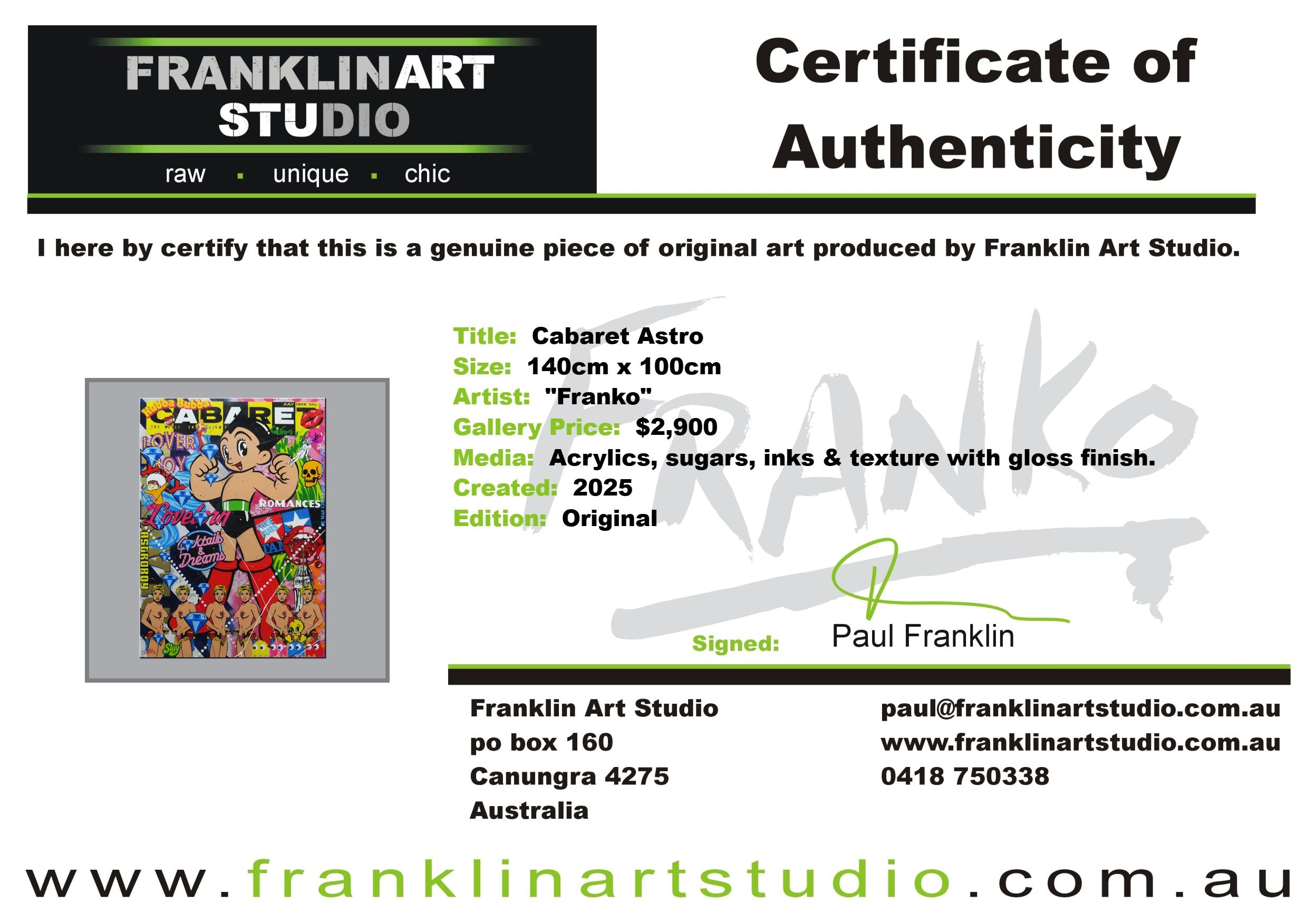 Cabaret Astro 140cm x 100cm Textured Urban Pop Art Painting