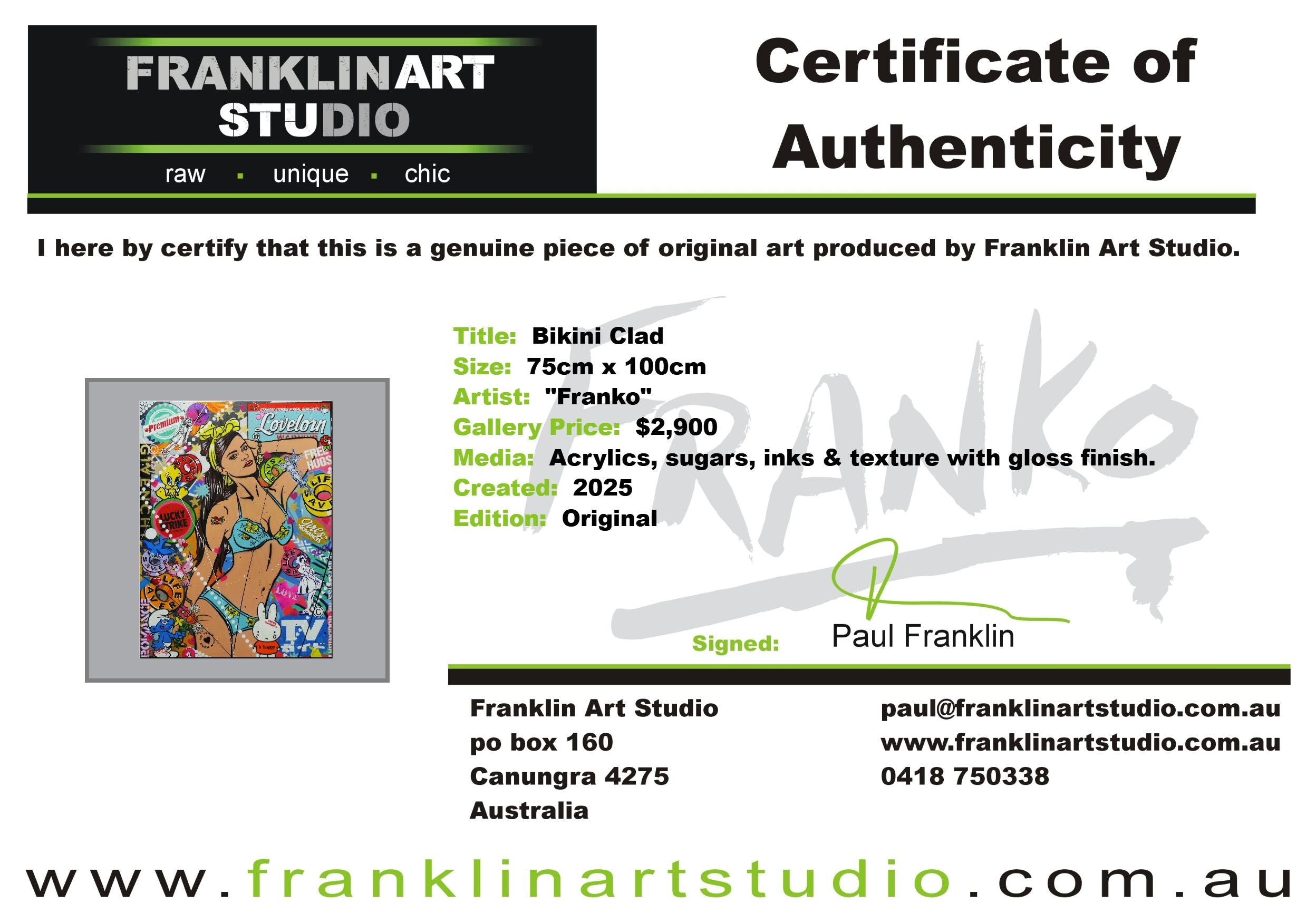 Bikini Clad 75cm x 100cm Textured Urban Pop Art Painting