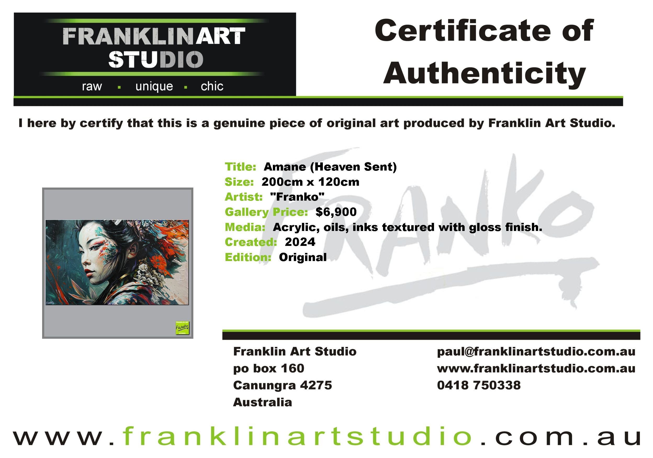 Amane 200cm x 120cm  FRAMED IN OAK Warrior Abstract Realism Art Acrylic Textured Glossed (SOLD)