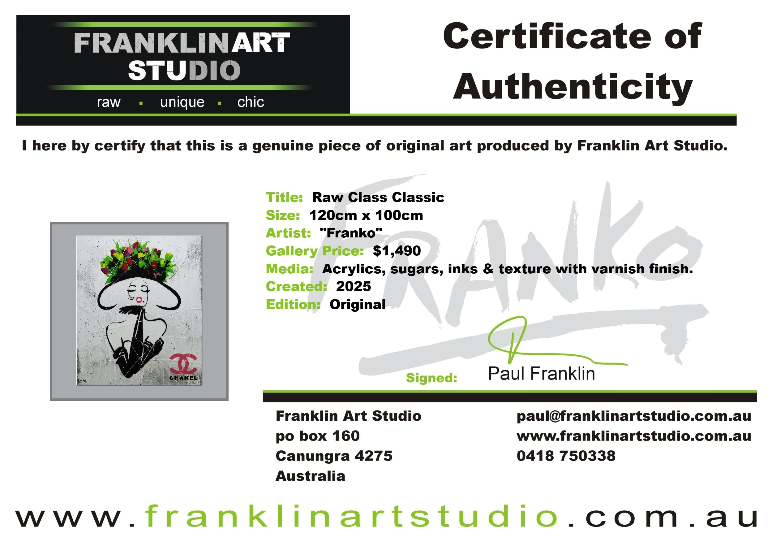 Raw Class Classic 120cm x 100cm Textured Urban Pop Art Painting