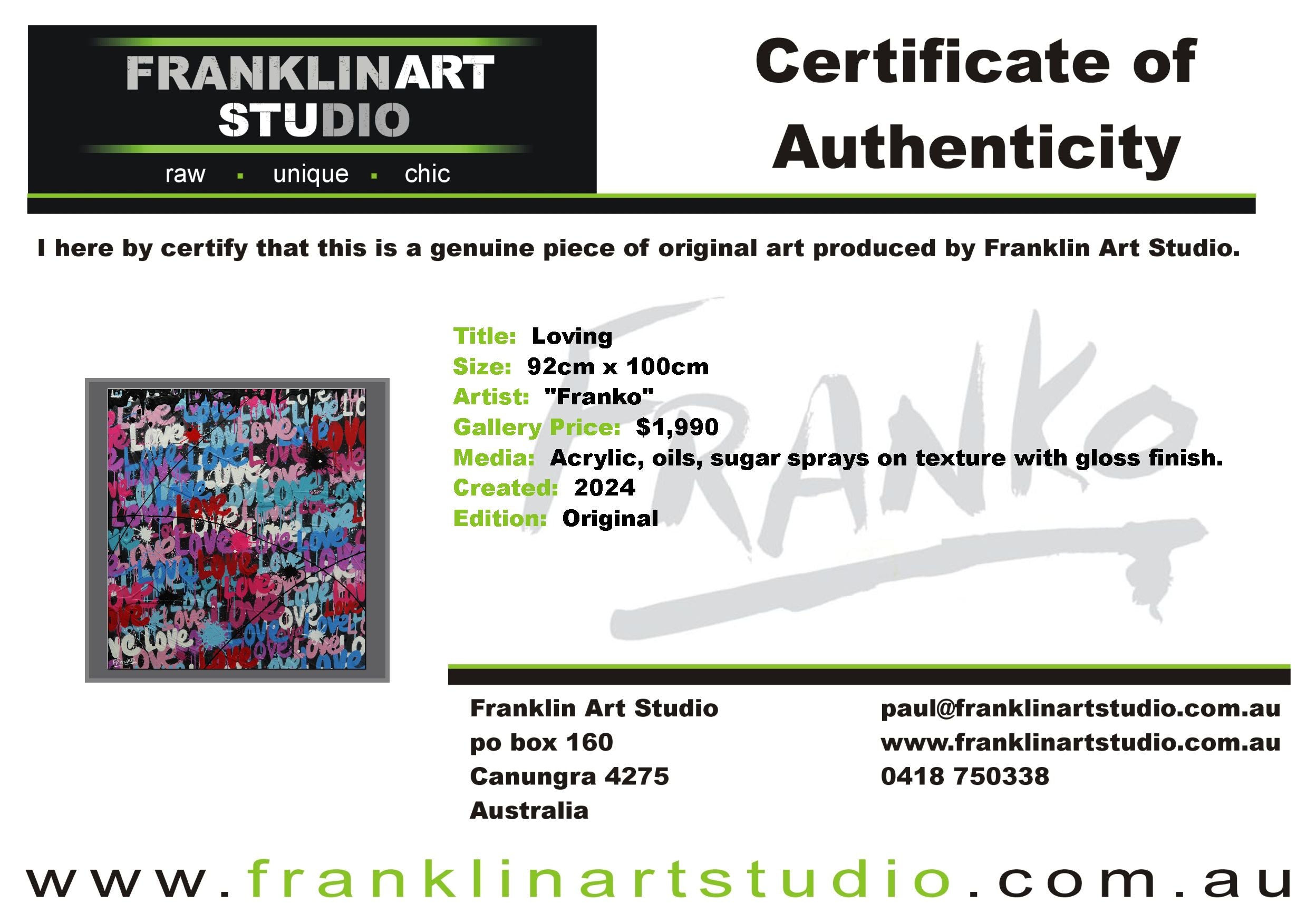 Loving 92cm x 100cm Textured Urban Pop Art Painting