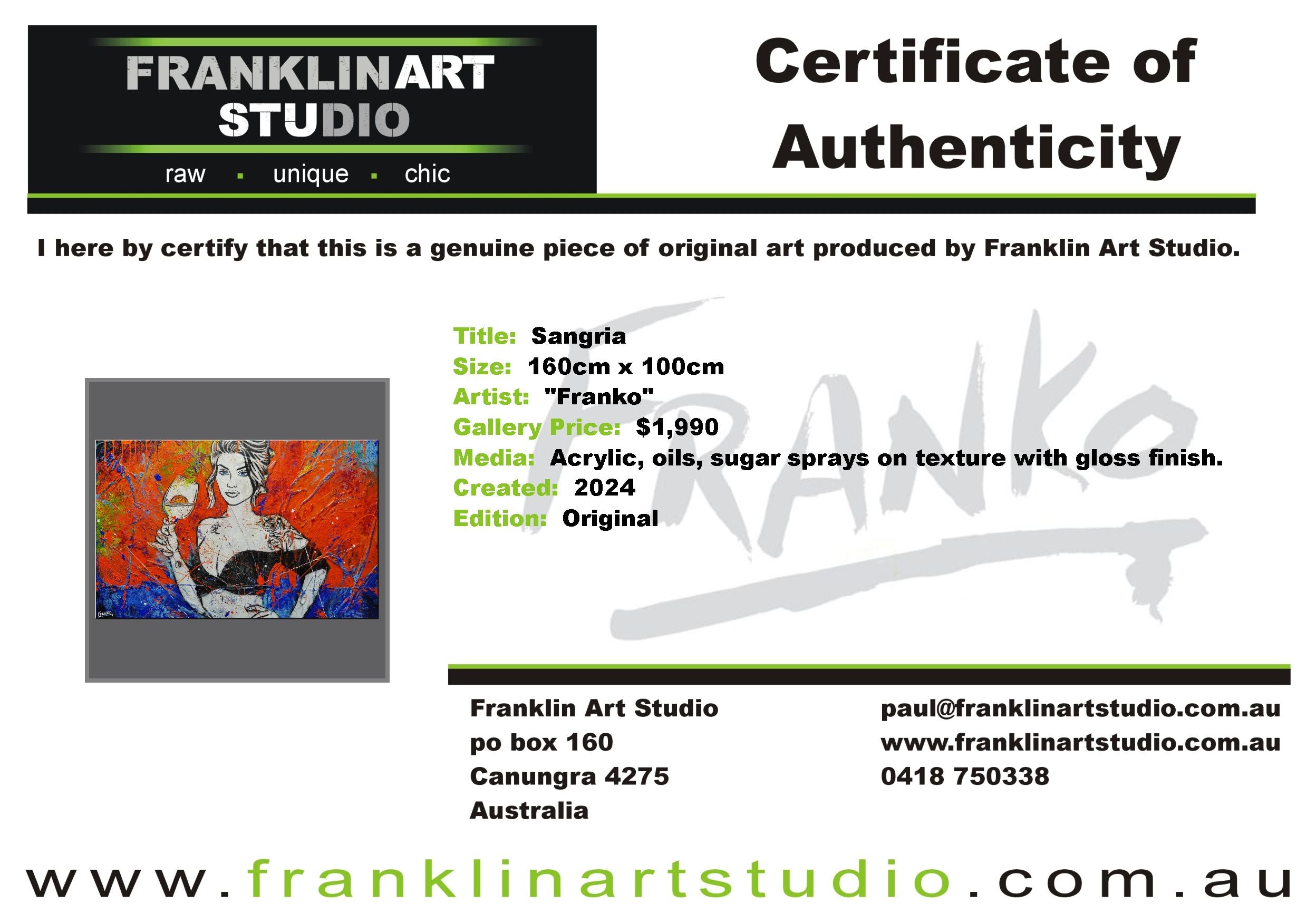 Sangria 160cm x 100cm Sexy Textured Street Art Painting (SOLD)