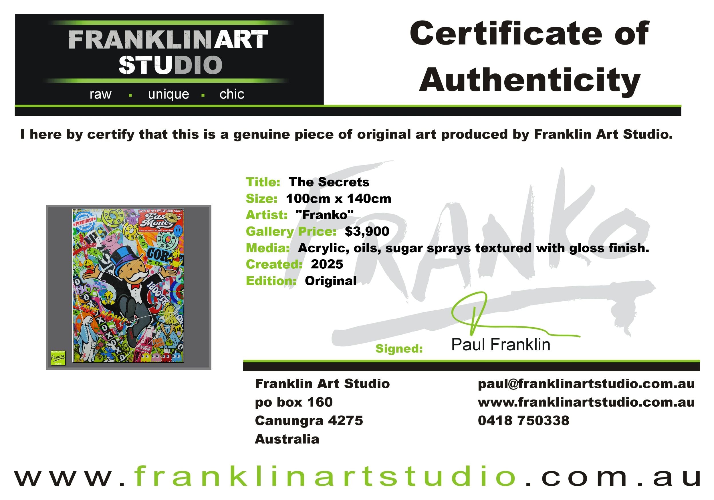 The Secrets 100cm x 140cm Monopoly Man Textured Urban Pop Art Painting